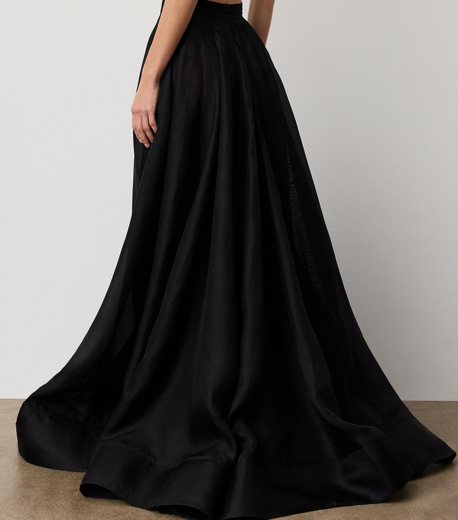 Ralph Lauren Collection Womens Silk Gazar Ivanna Maxi Skirt Black Image 4