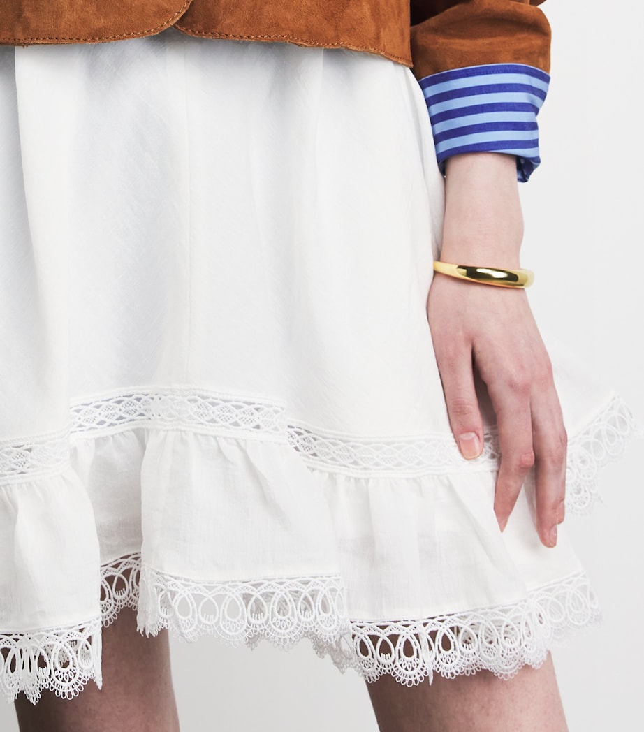 Claudie Pierlot Womens Lace-Trim Mini Skirt Ecru Image 3