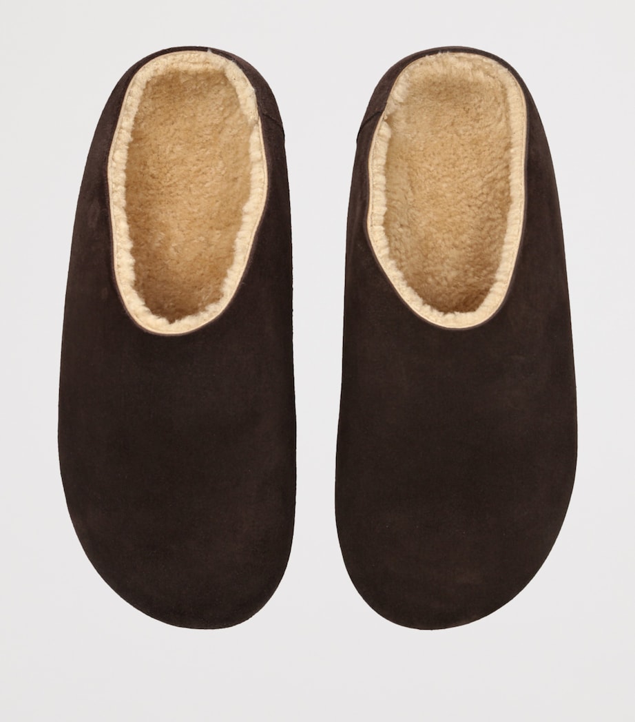 Hudson Suede Shearling Slides DARK BROWN Image 4