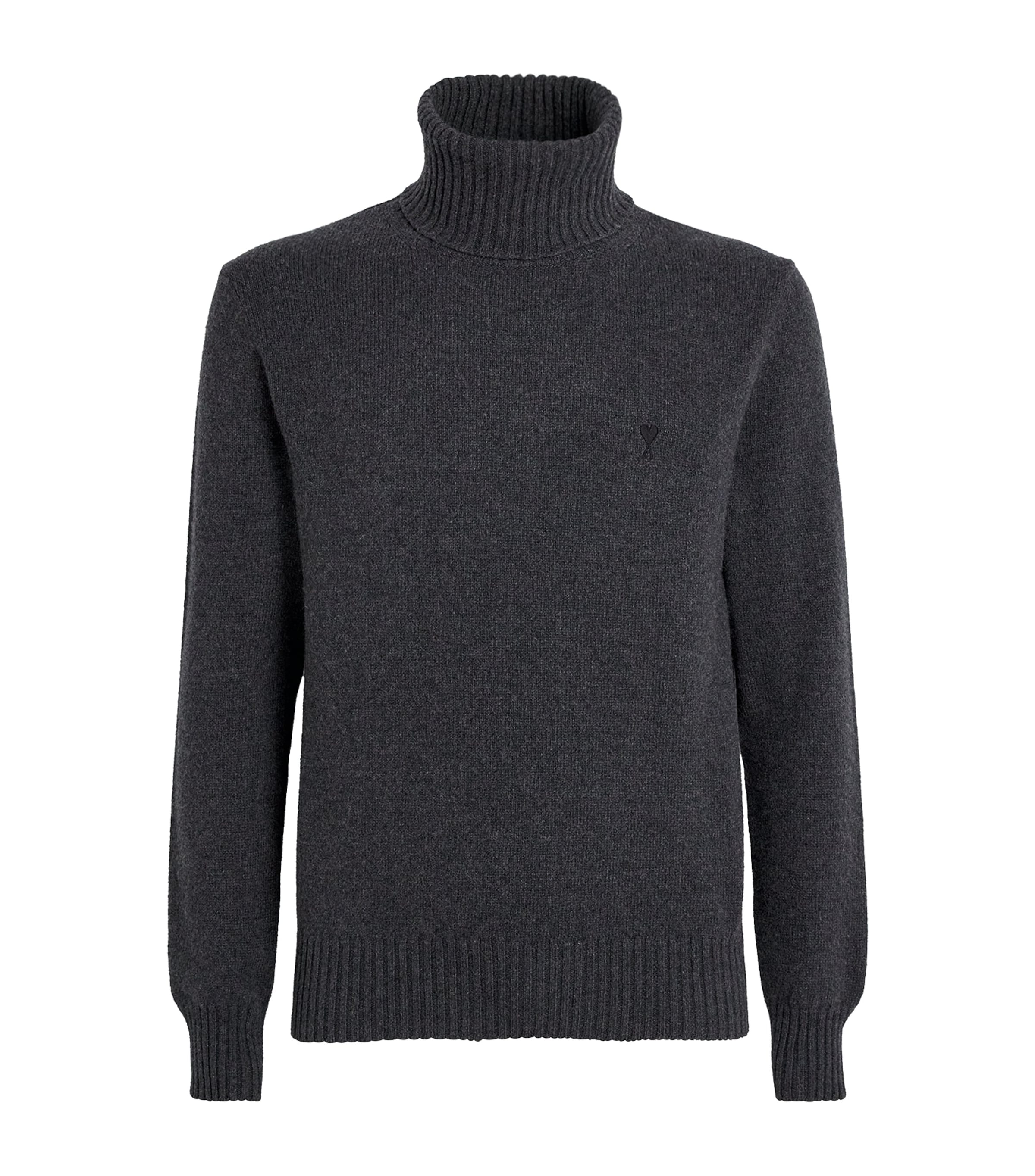 Ami Alexandre Mattiussi Cashmere-wool Ami De Coeur Rollneck Sweater In Black