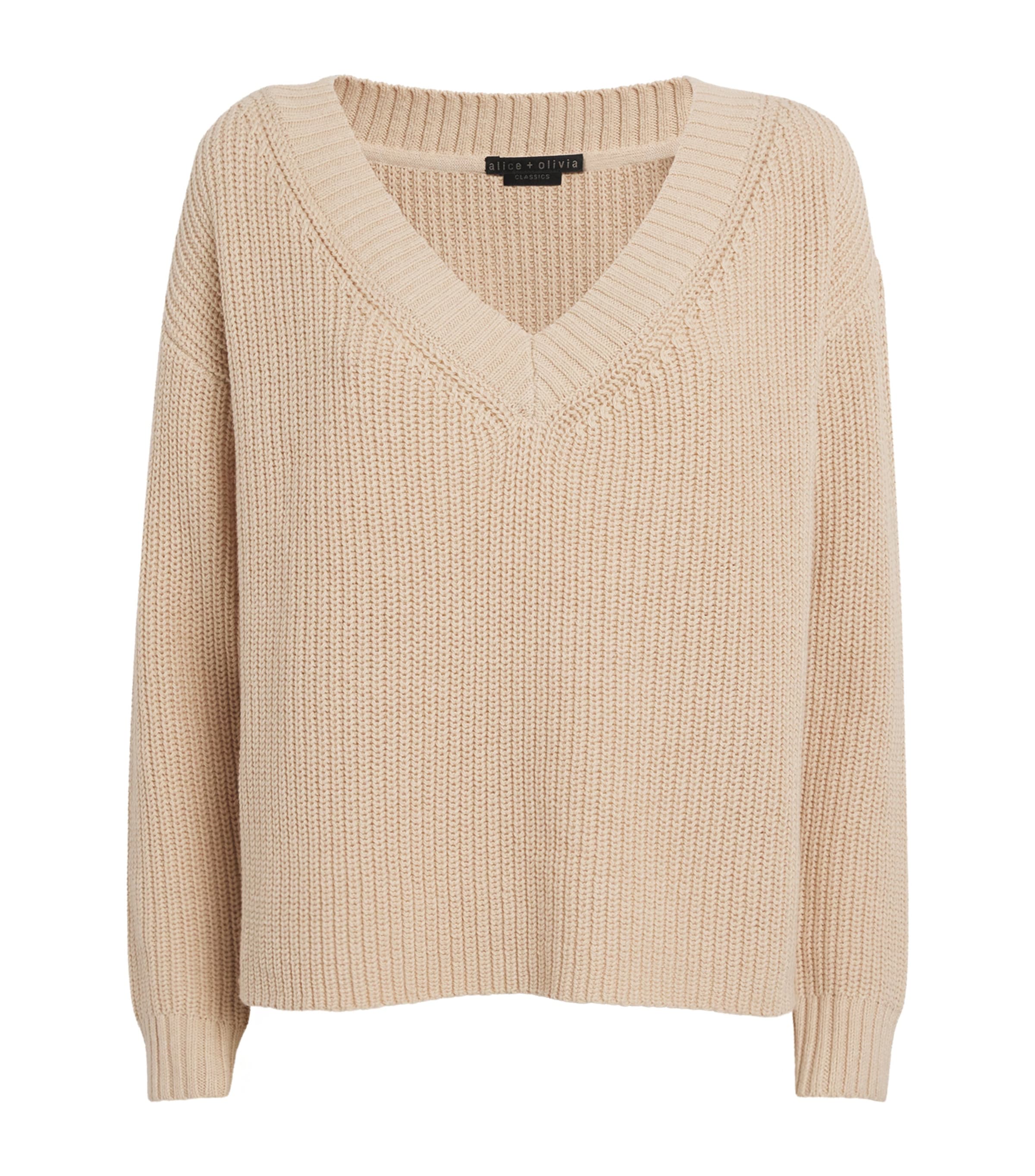 Shop Alice And Olivia Cotton-blend Alita Sweater In Beige