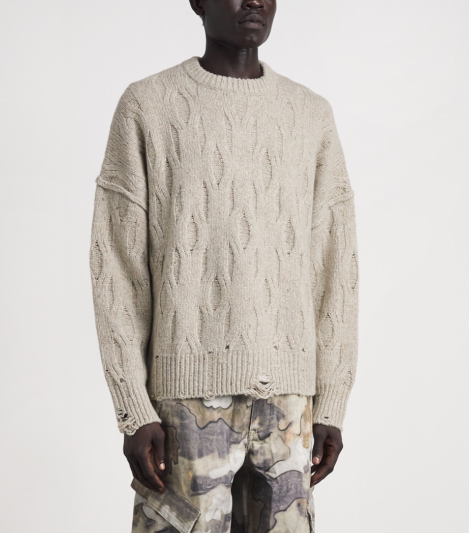 Represent Mens Wool-Blend Distressed Sweater Taupe Image 4