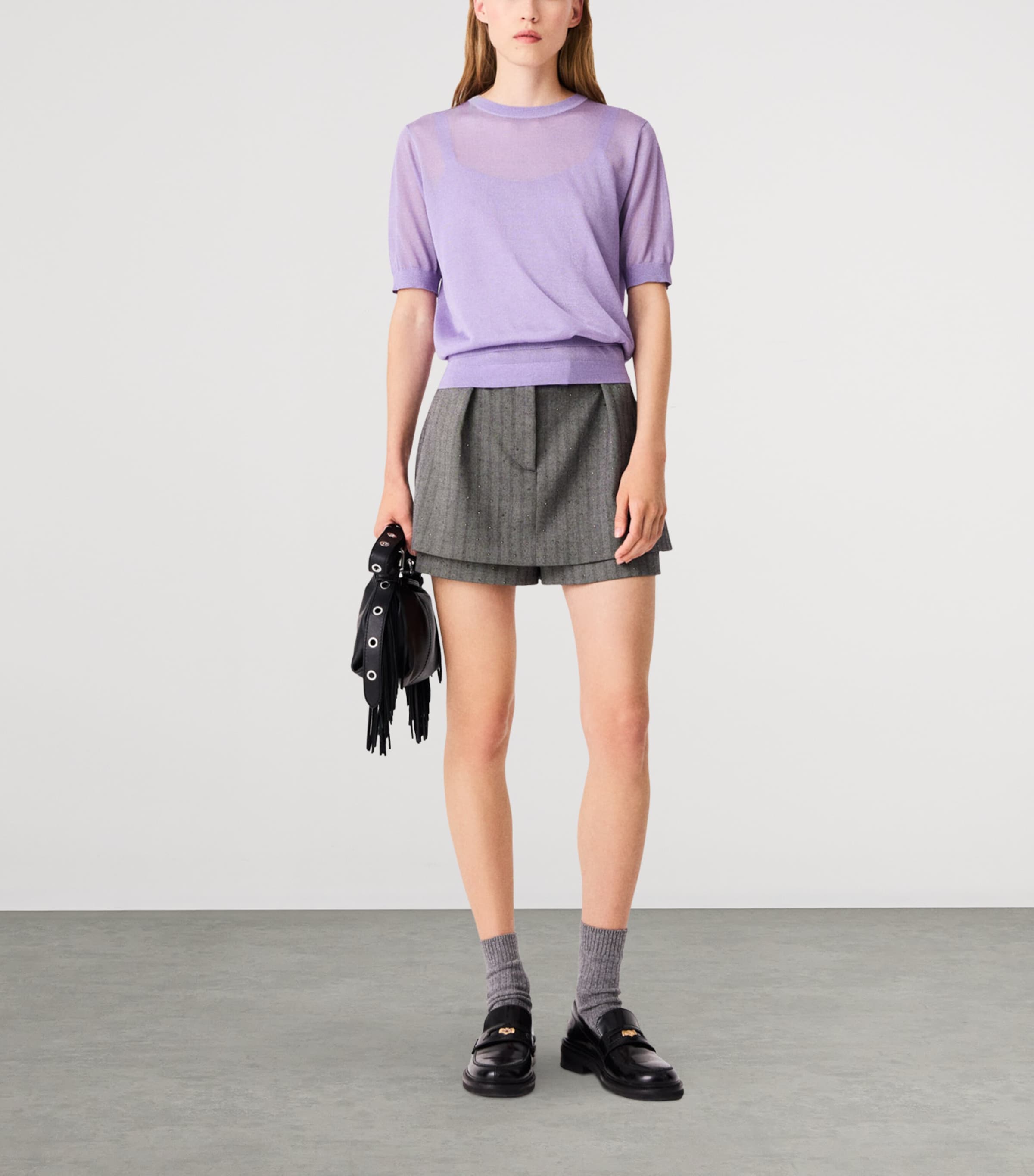 Maje Womens Knit T-Shirt and Cami Top Set Parma Violet Image 2