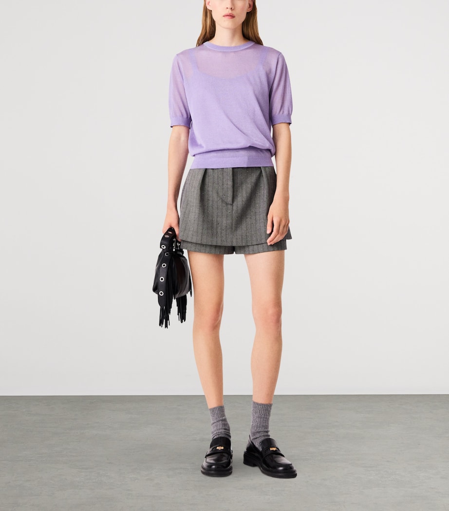 Maje Womens Knit T-Shirt and Cami Top Set Parma Violet Image 2