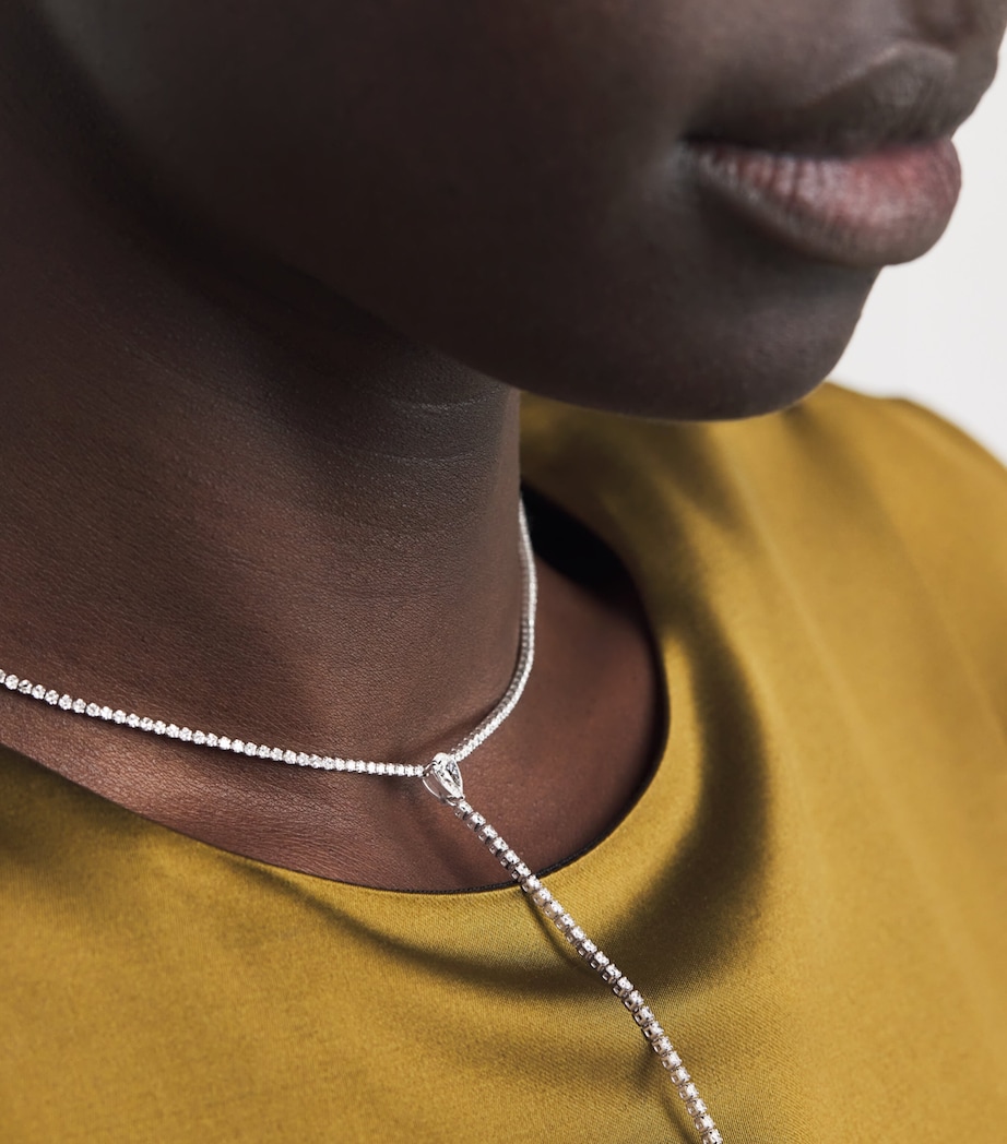 White Gold and Diamond Thread Y Necklace WHITE GOLD Image 2