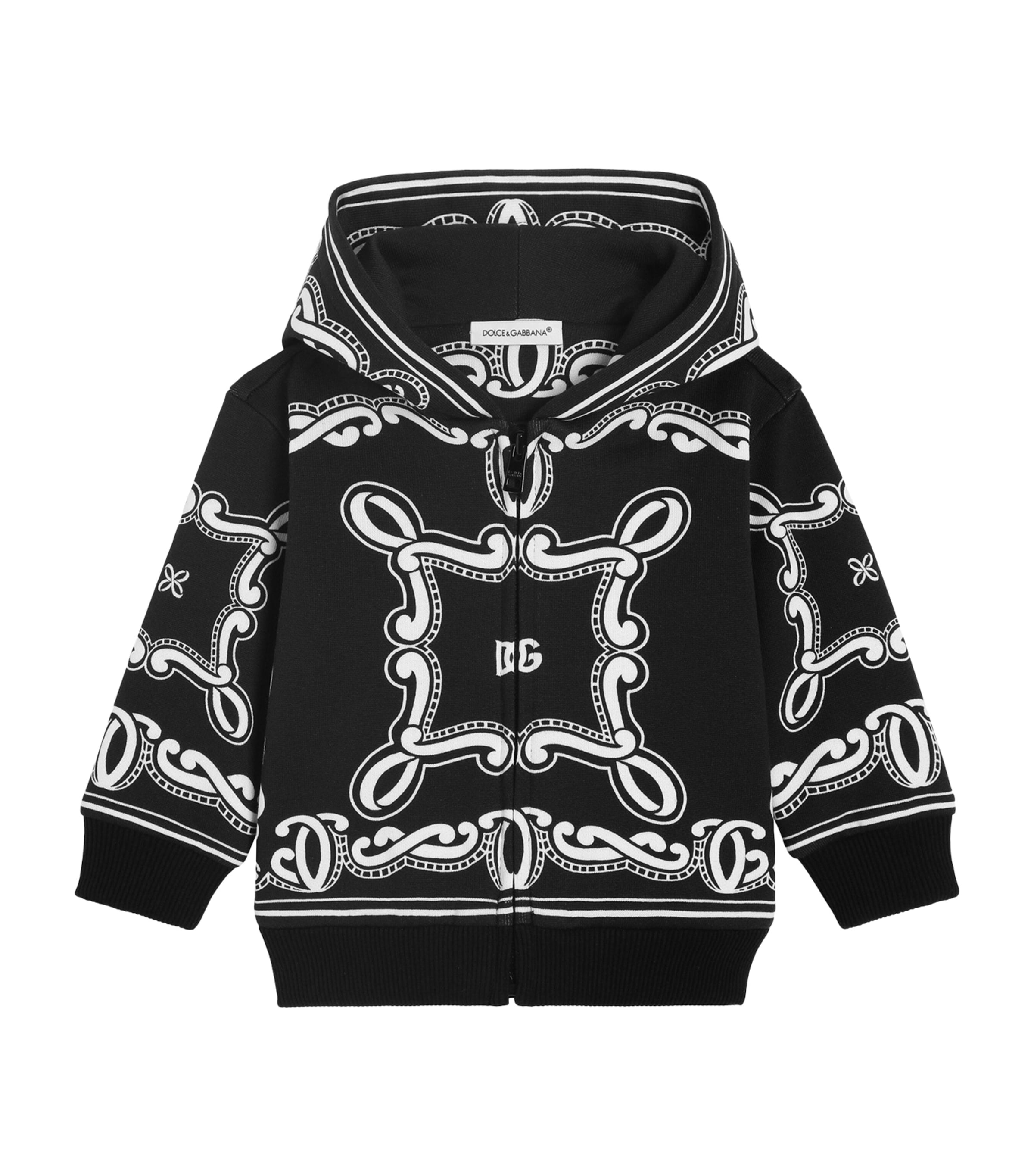 Dolce & Gabbana Kids Cotton Bandana Print Hoodie (3-30 Months) | Baby Clothing | Tops | Designers | Dolce & Gabbana