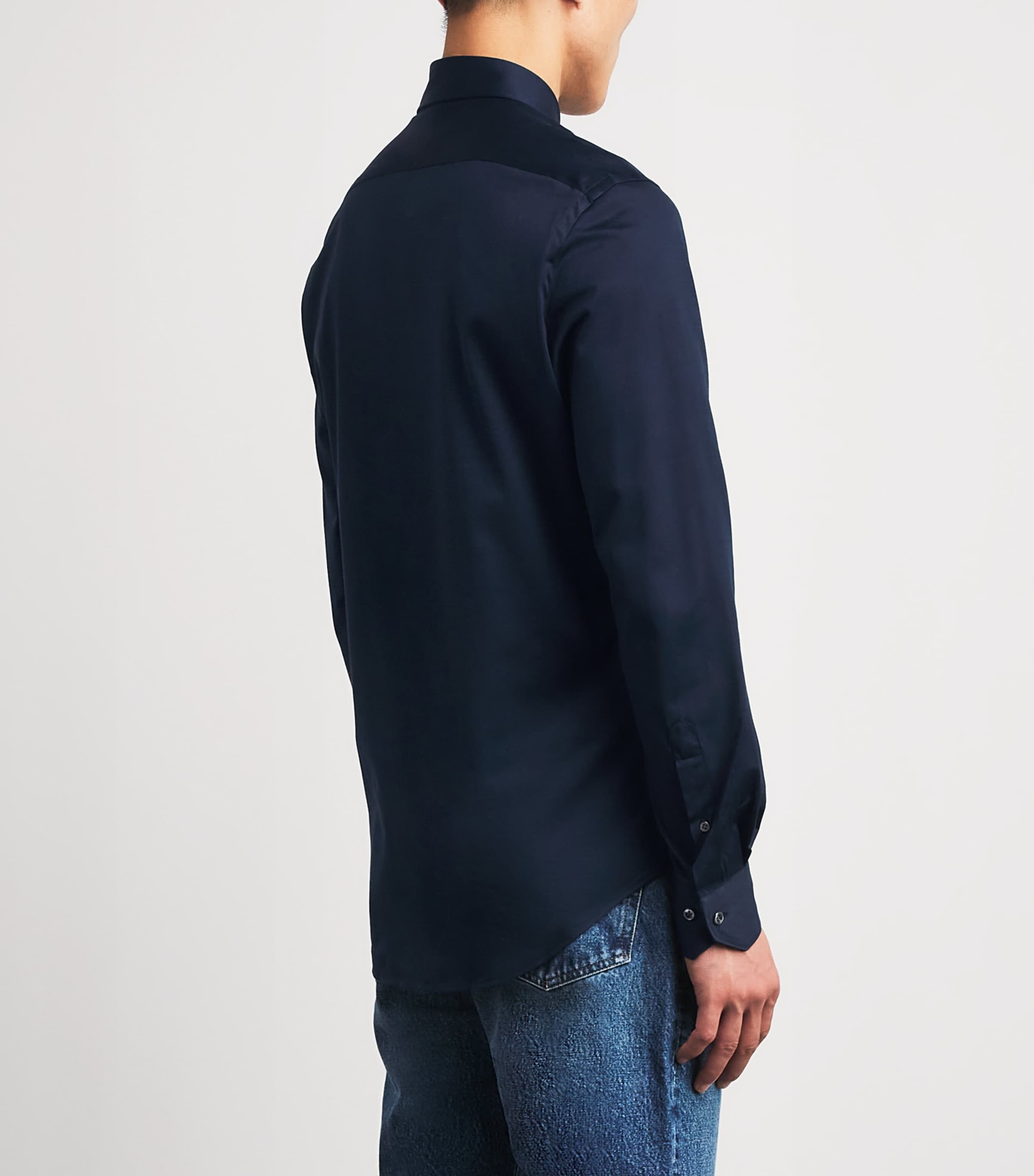 Pal Zileri Mens Cotton Jersey Shirt Blue Image 5