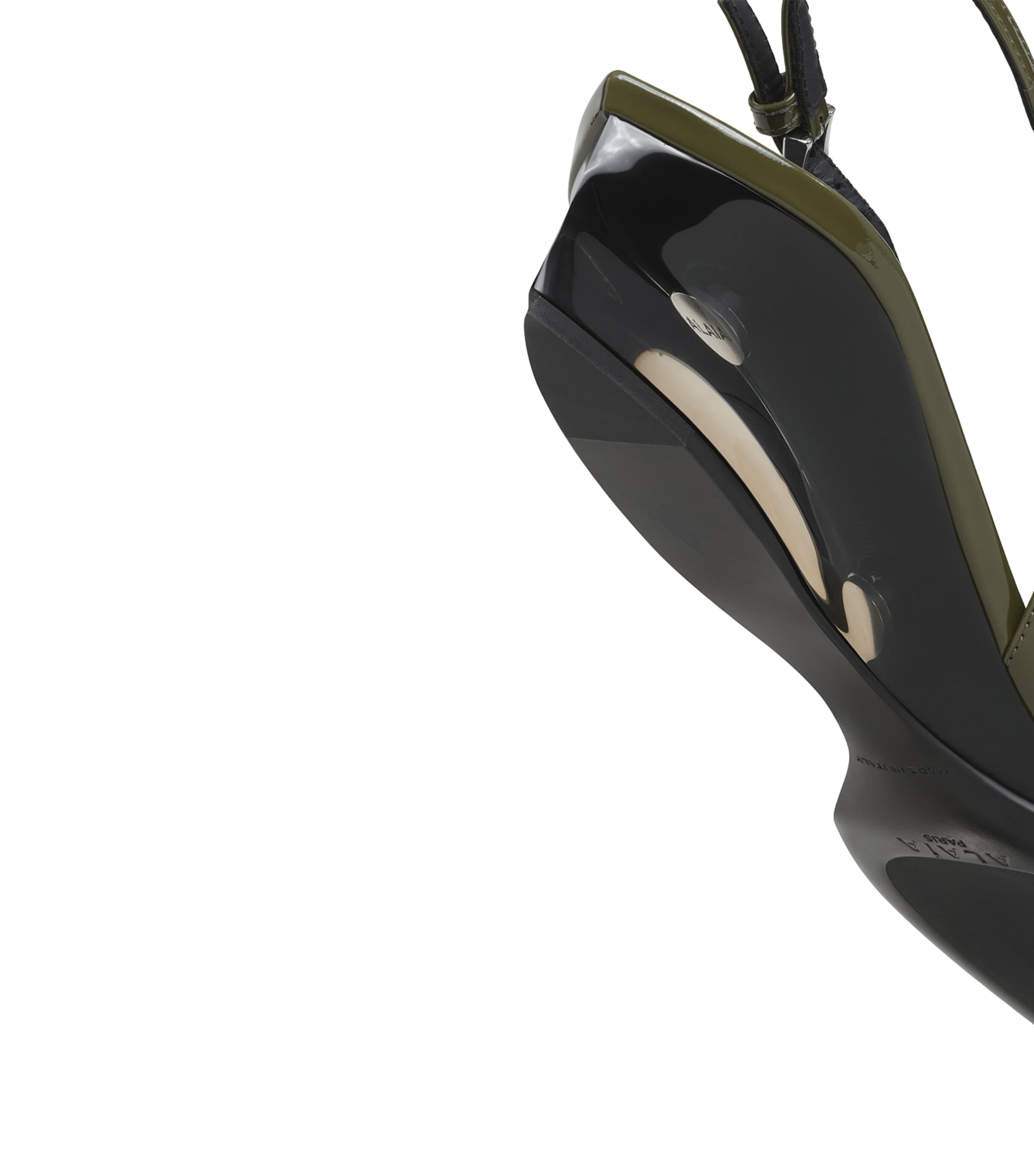 Alaïa Patent Leather Invisible Wedge Slingback Pumps 30 Kaki Image 3