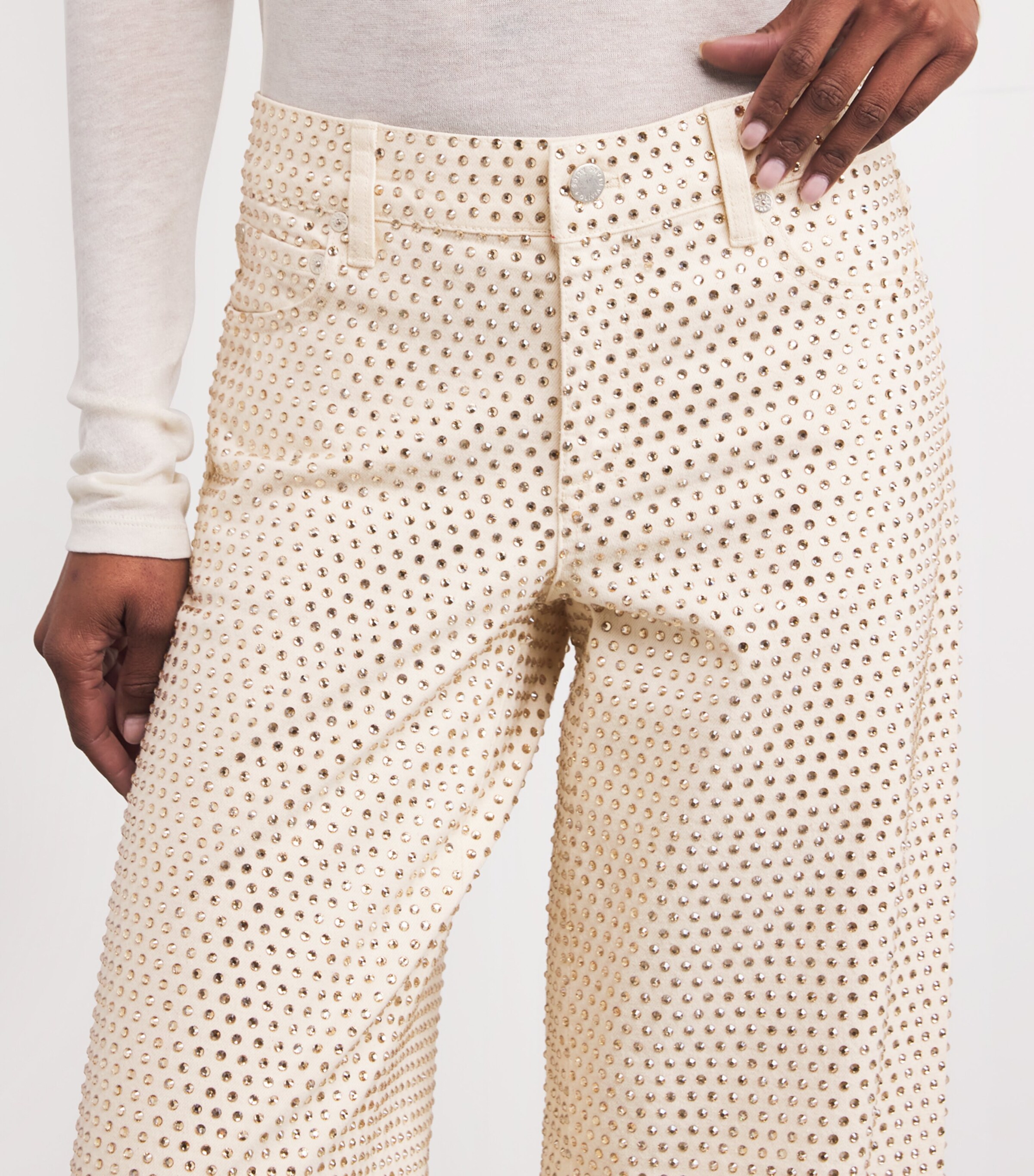 Alice+Olivia Womens Embellished Trish Wide-Leg Jeans Chino Image 6