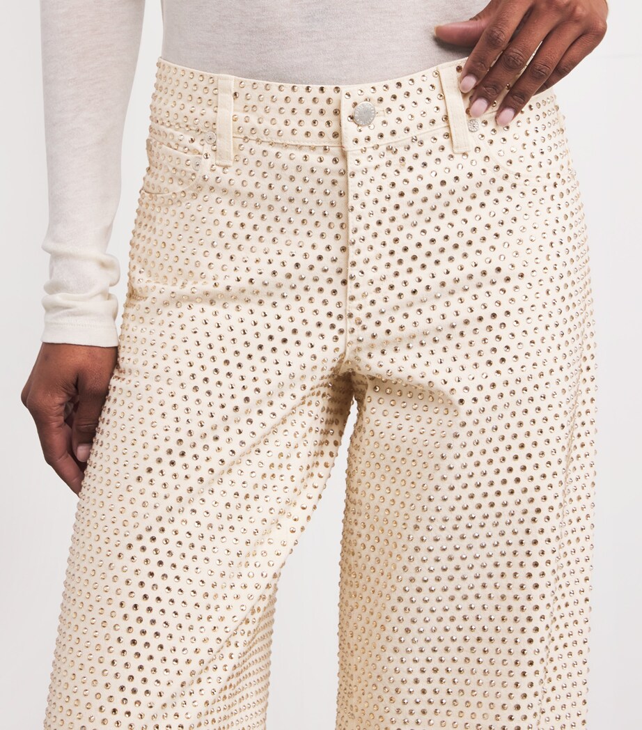 Alice+Olivia Womens Embellished Trish Wide-Leg Jeans Chino Image 6