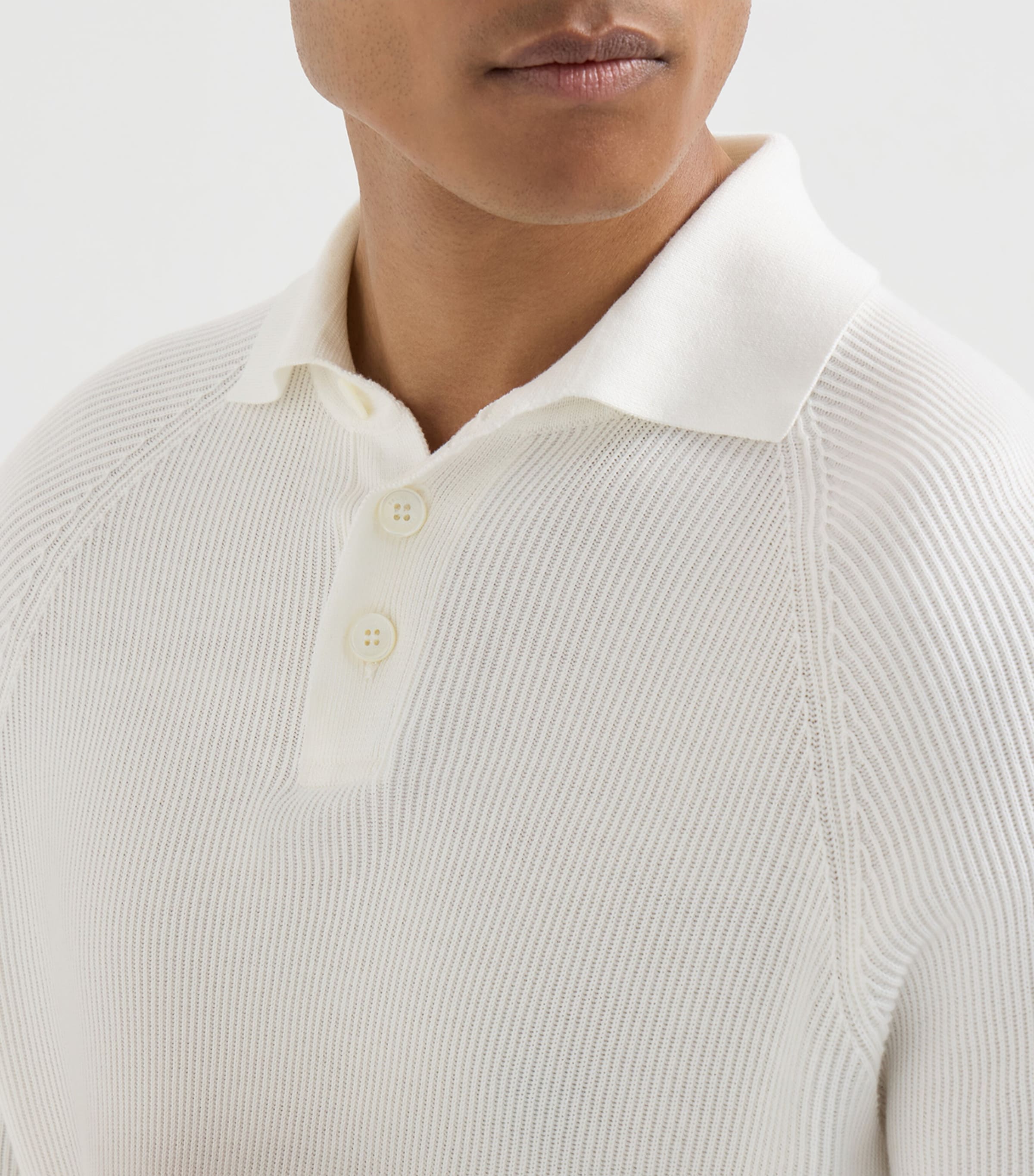 Brunello Cucinelli Mens Cotton Rib-Knit Polo Sweater Image 6