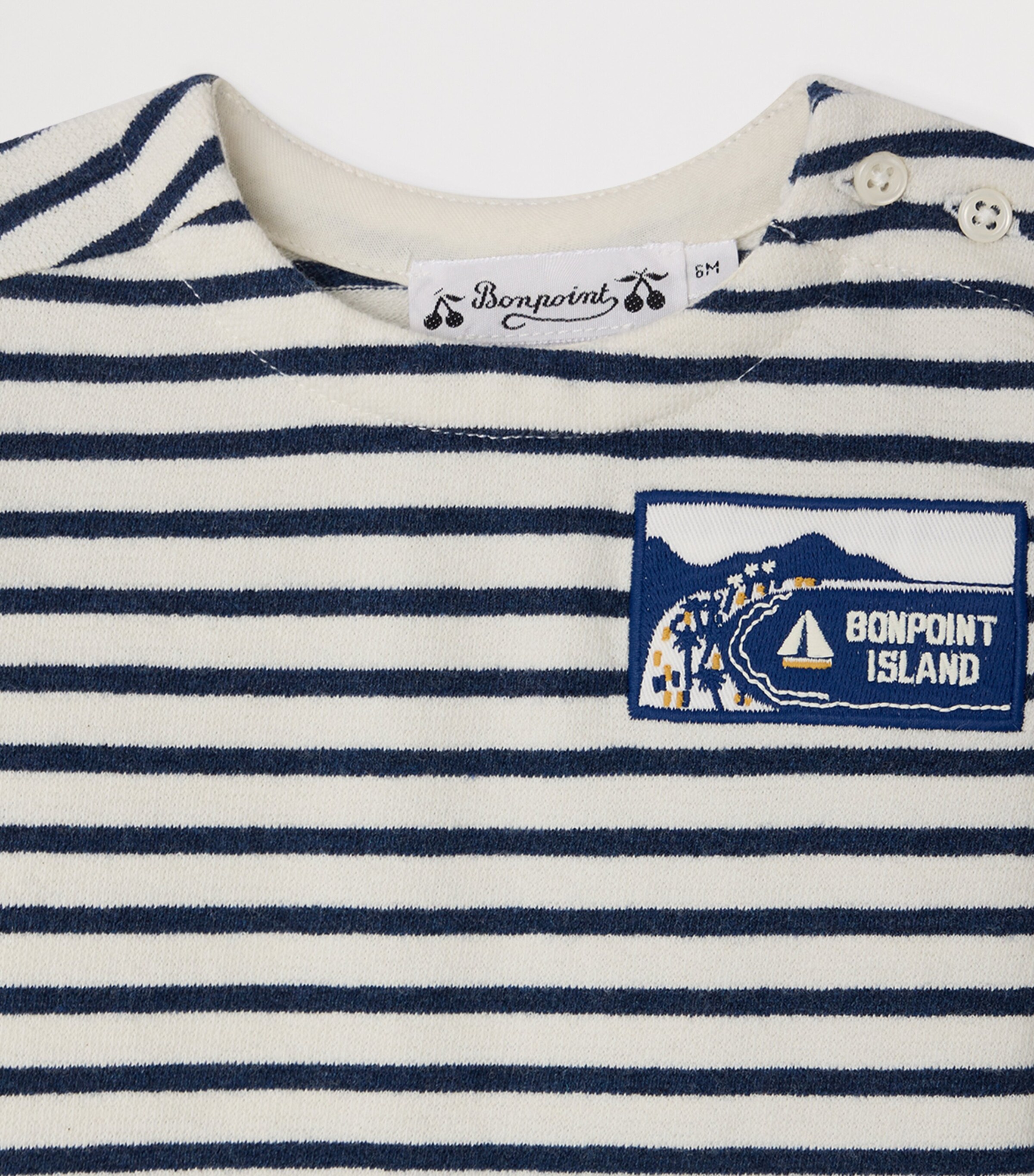 Bonpoint Organic  Cotton Stripe Tourbillon Top (6-18 Months) Indigo Image 3