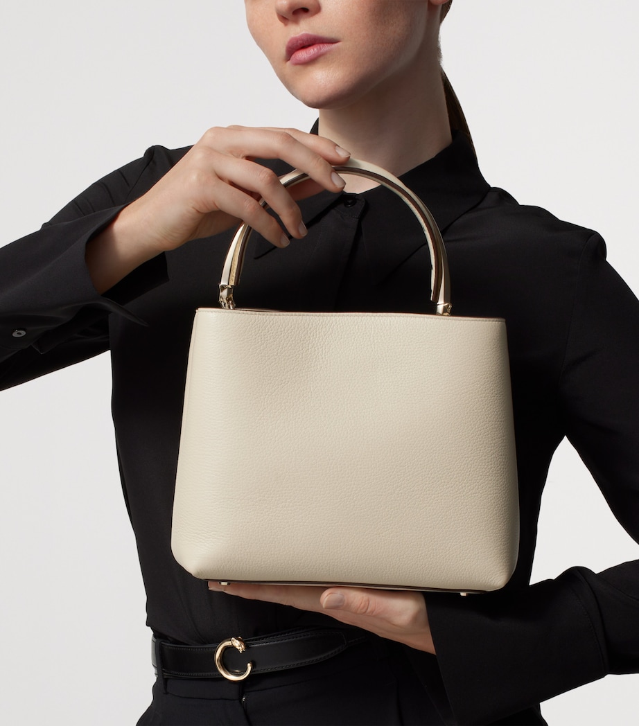 Small Leather Panthère de Cartier Top-Handle Bag WHITE Image 4