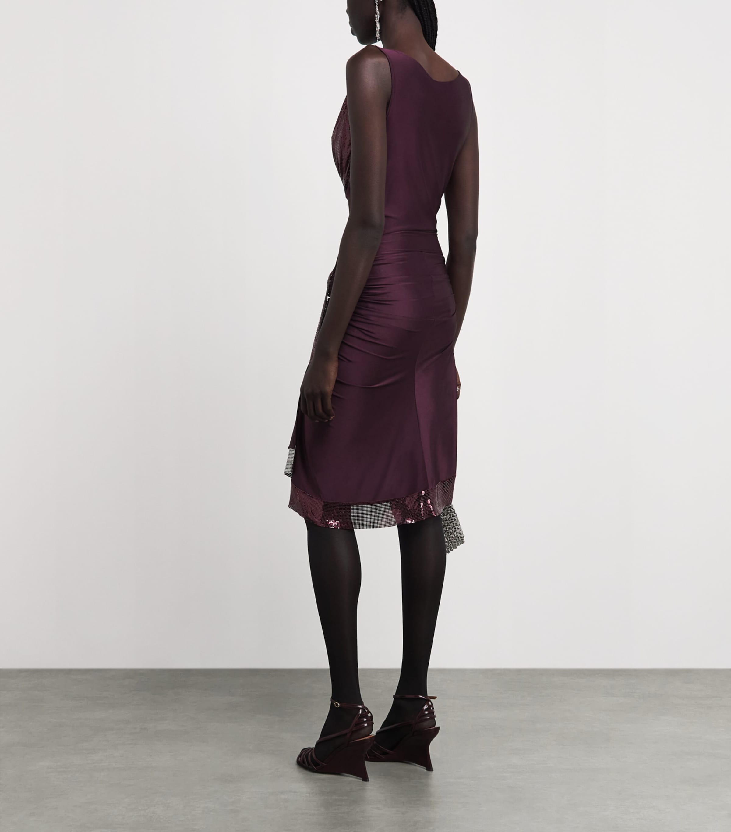 Rabanne Womens Embellished Midi Dress Burgundy Image 4