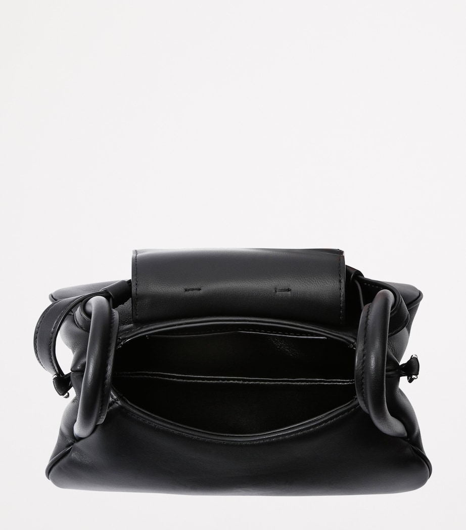 Small Leather Gemini Shoulder Bag BLACK Image 2