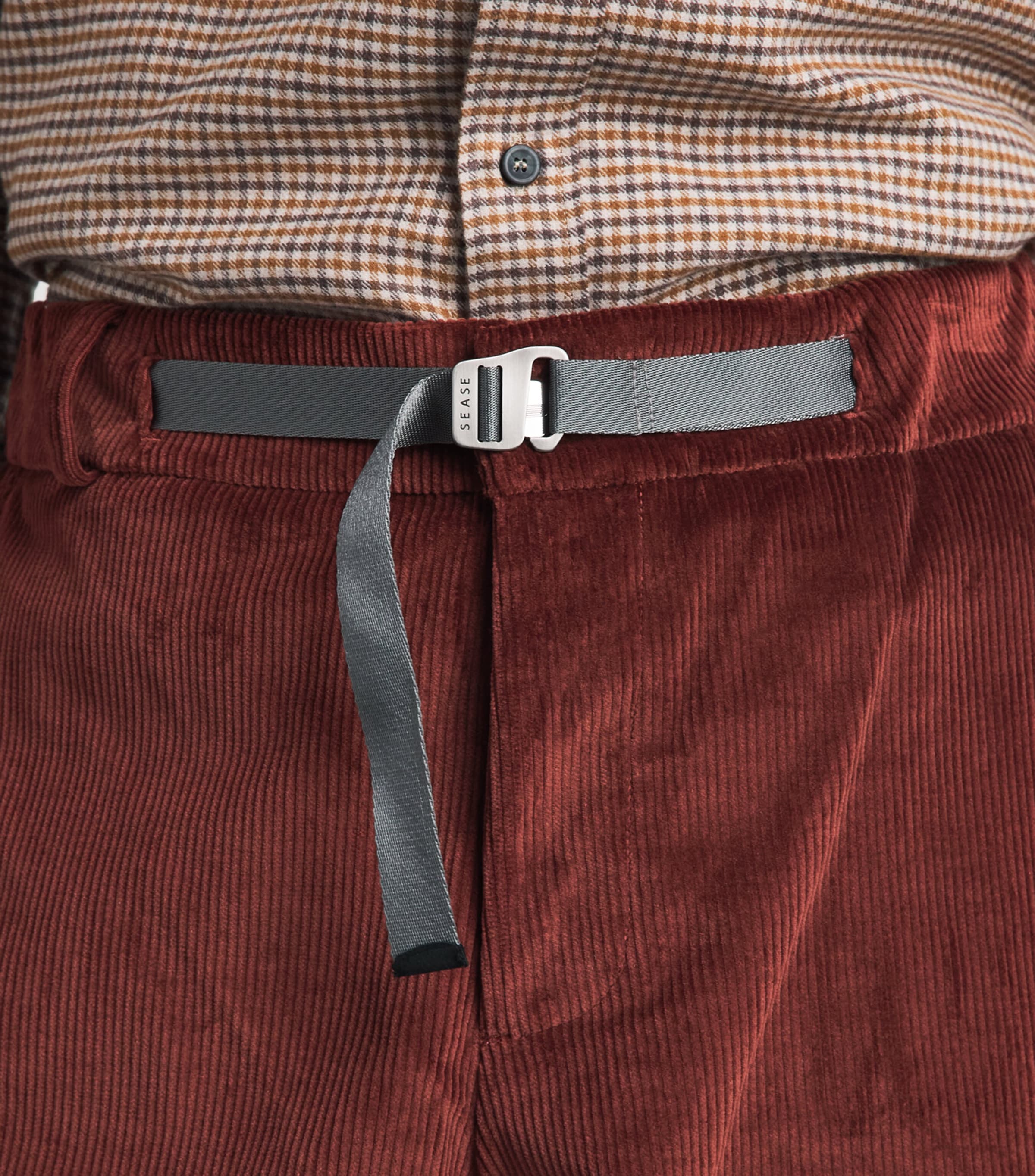 Sease Mens Corduroy Belted Trousers Terracotta Image 3