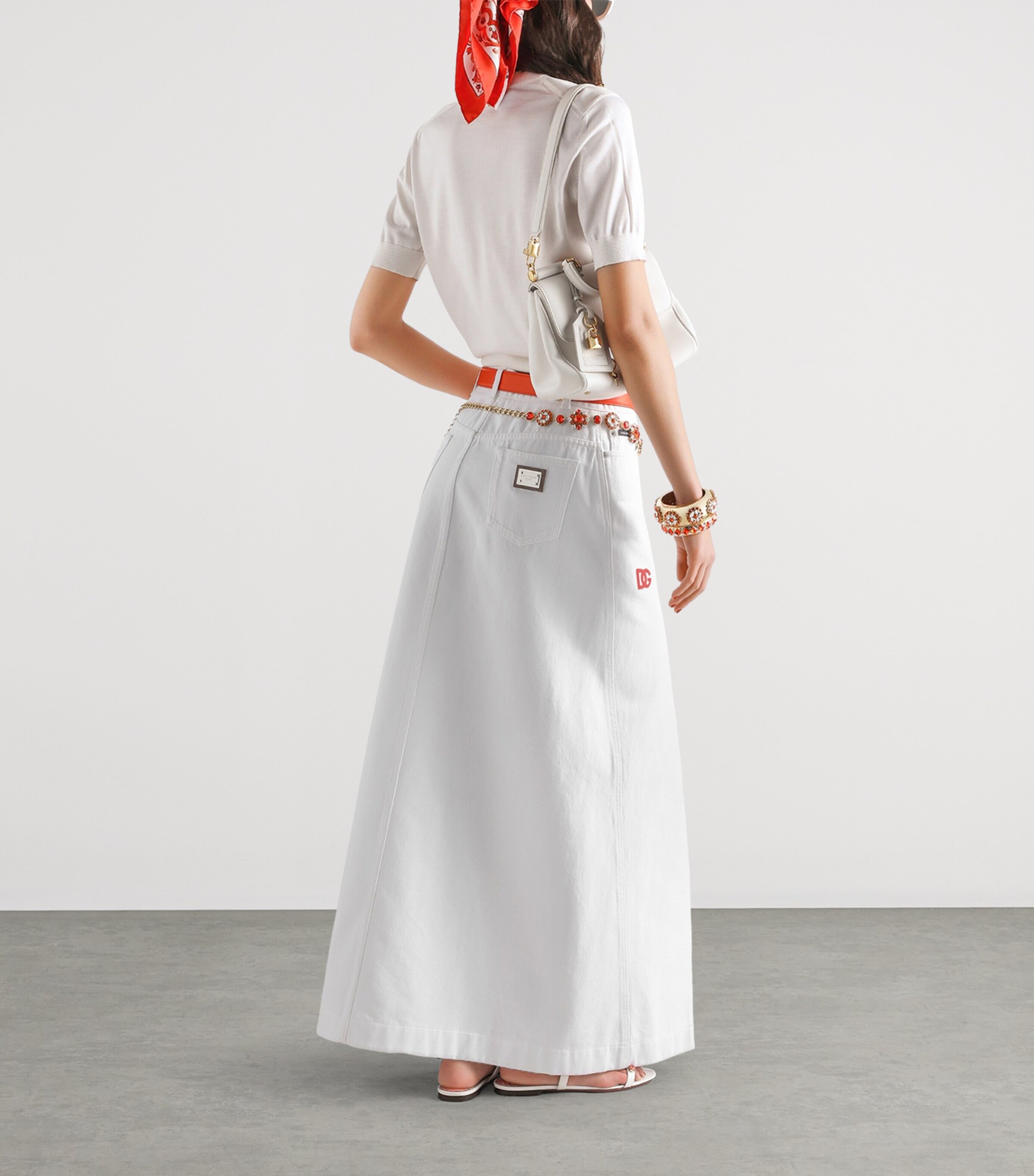 Dolce&Gabbana Womens Denim Maxi Skirt Combined Colou Image 3