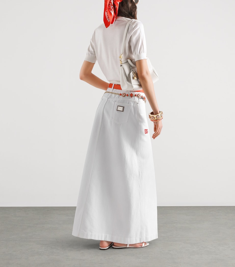 Dolce&Gabbana Womens Denim Maxi Skirt Combined Colou Image 3
