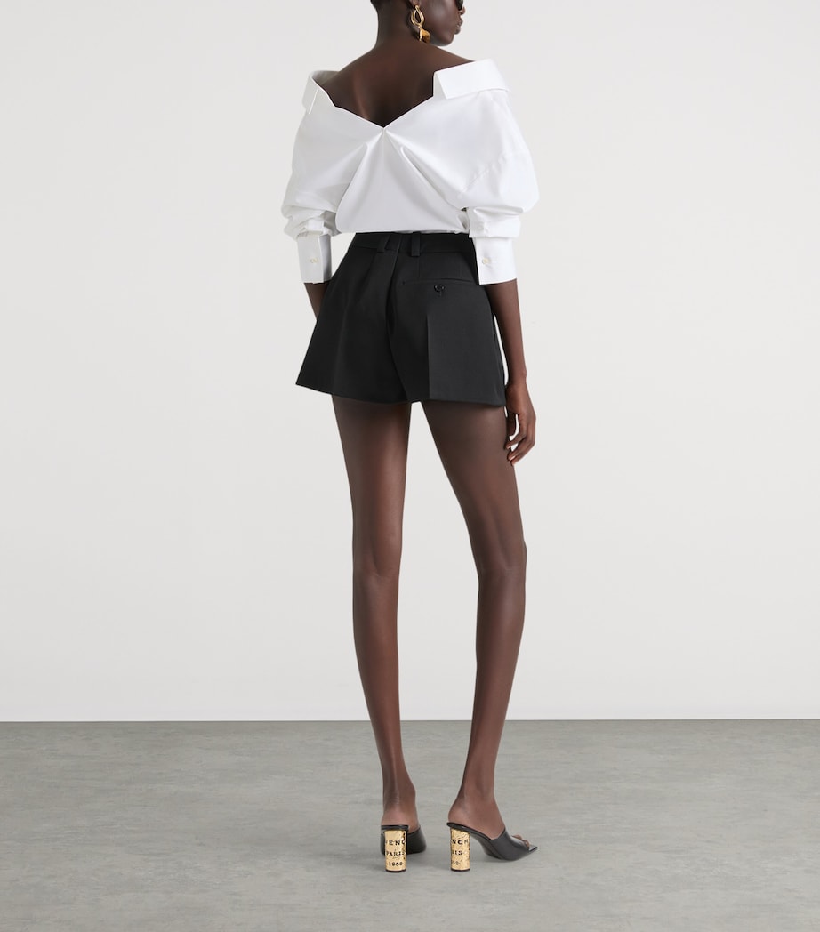 Givenchy Womens Wool Pleated High-Rise Shorts Black Image 4