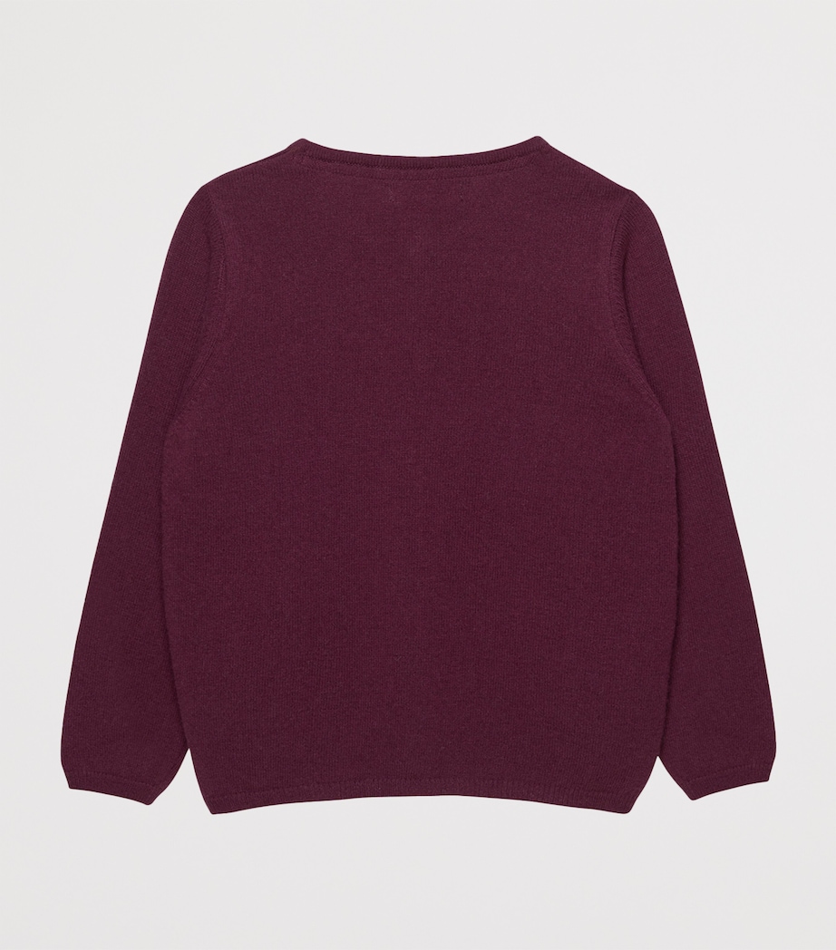 Wool-Blend Bow-Detail Cardigan (2-5 Years) CLARET Image 2