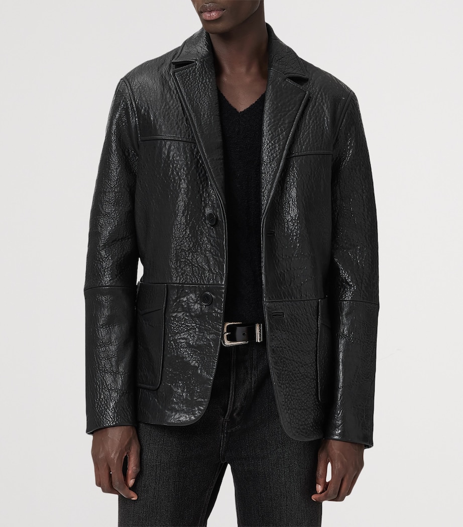 Grained Leather Shadwell Blazer BLACK Image 3
