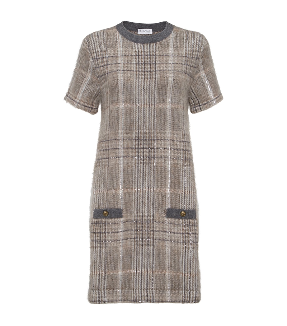 Wool-Blend Checked Mini Dress CPO68 Image 1