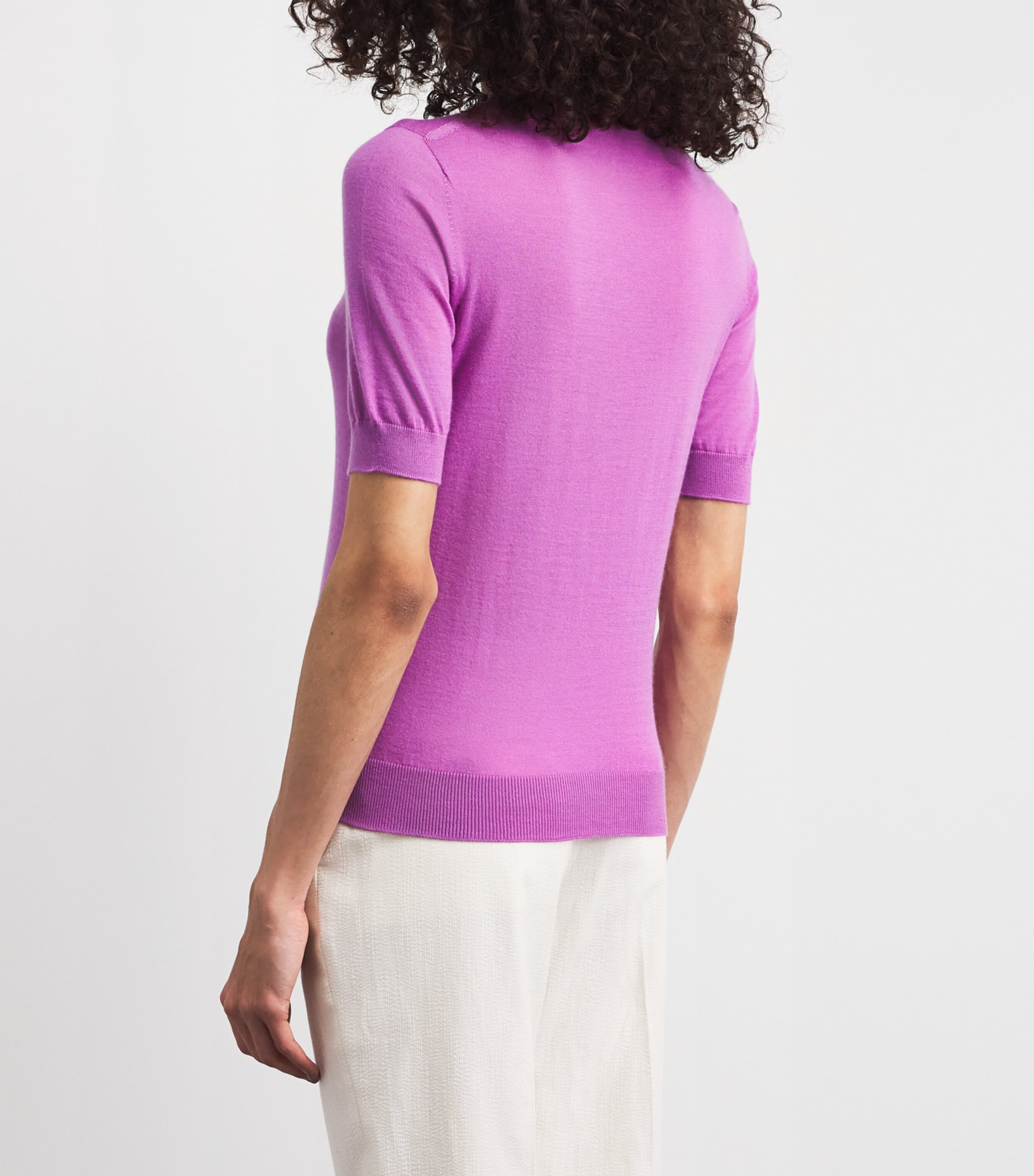 Johnstons Of Elgin Womens Cashmere Honor T-Shirt Wild Orchid Image 5