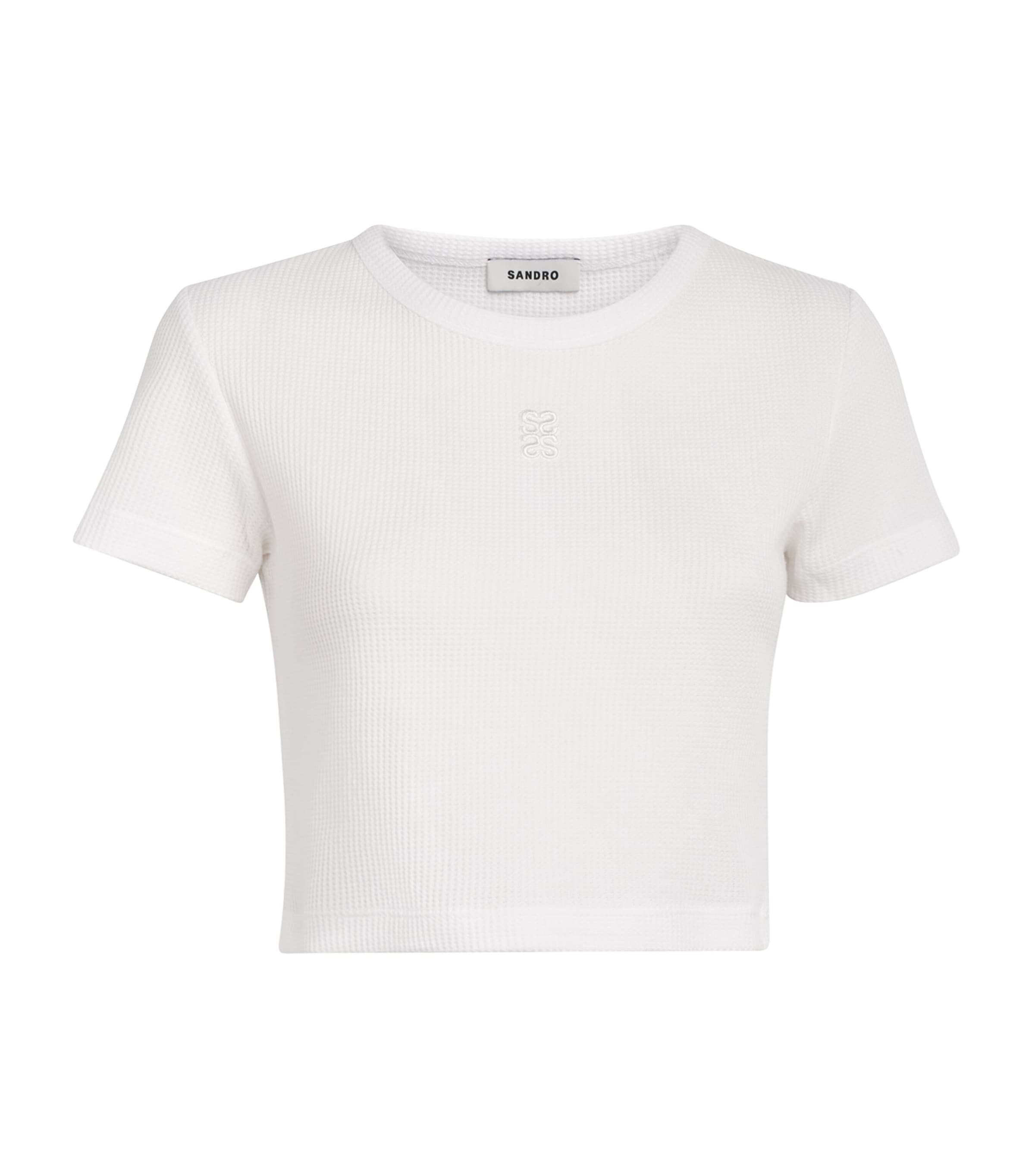 Sandro Cotton Logo Cropped T-shirt In Beige