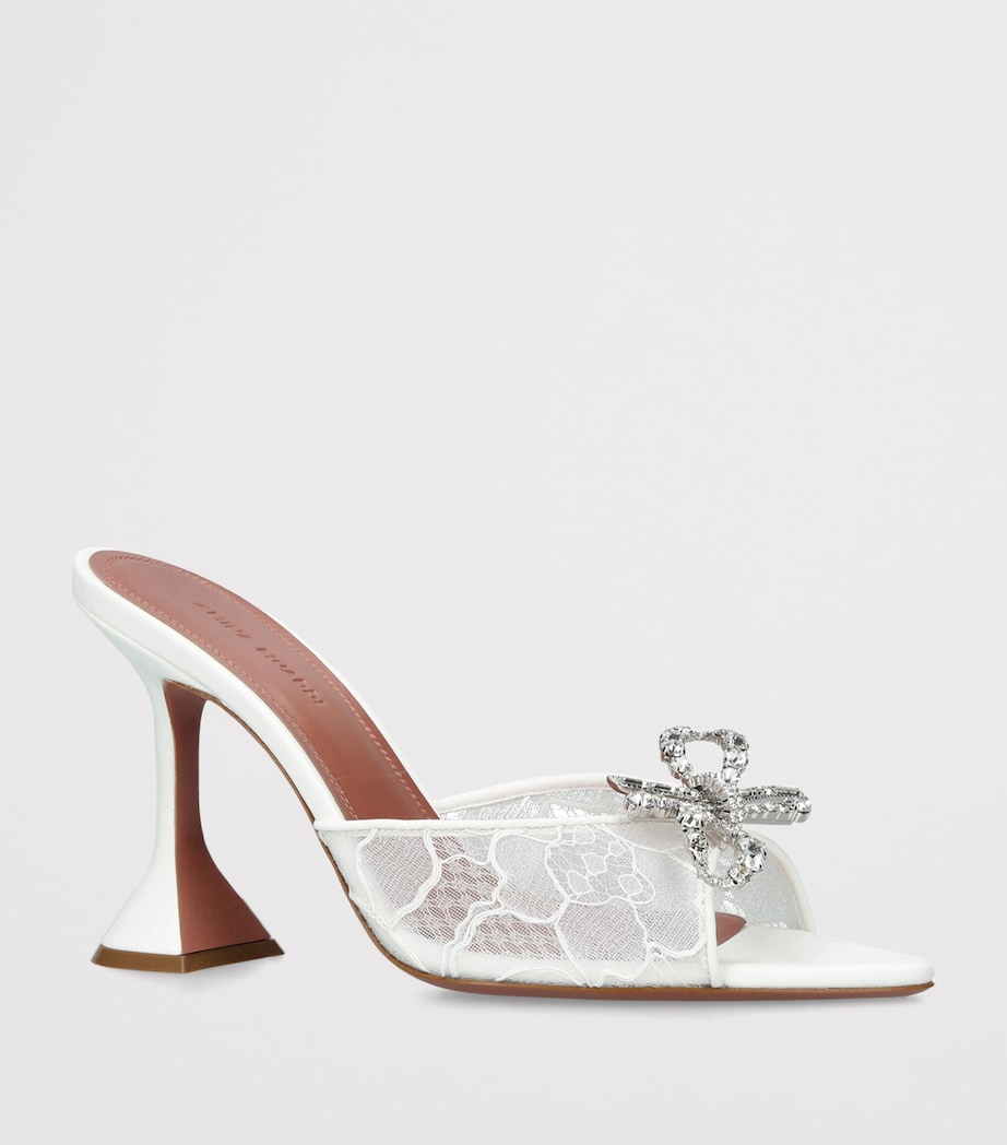 Amina Muaddi Lace Embellished Rosie Heeled Mules 95 White Image 2