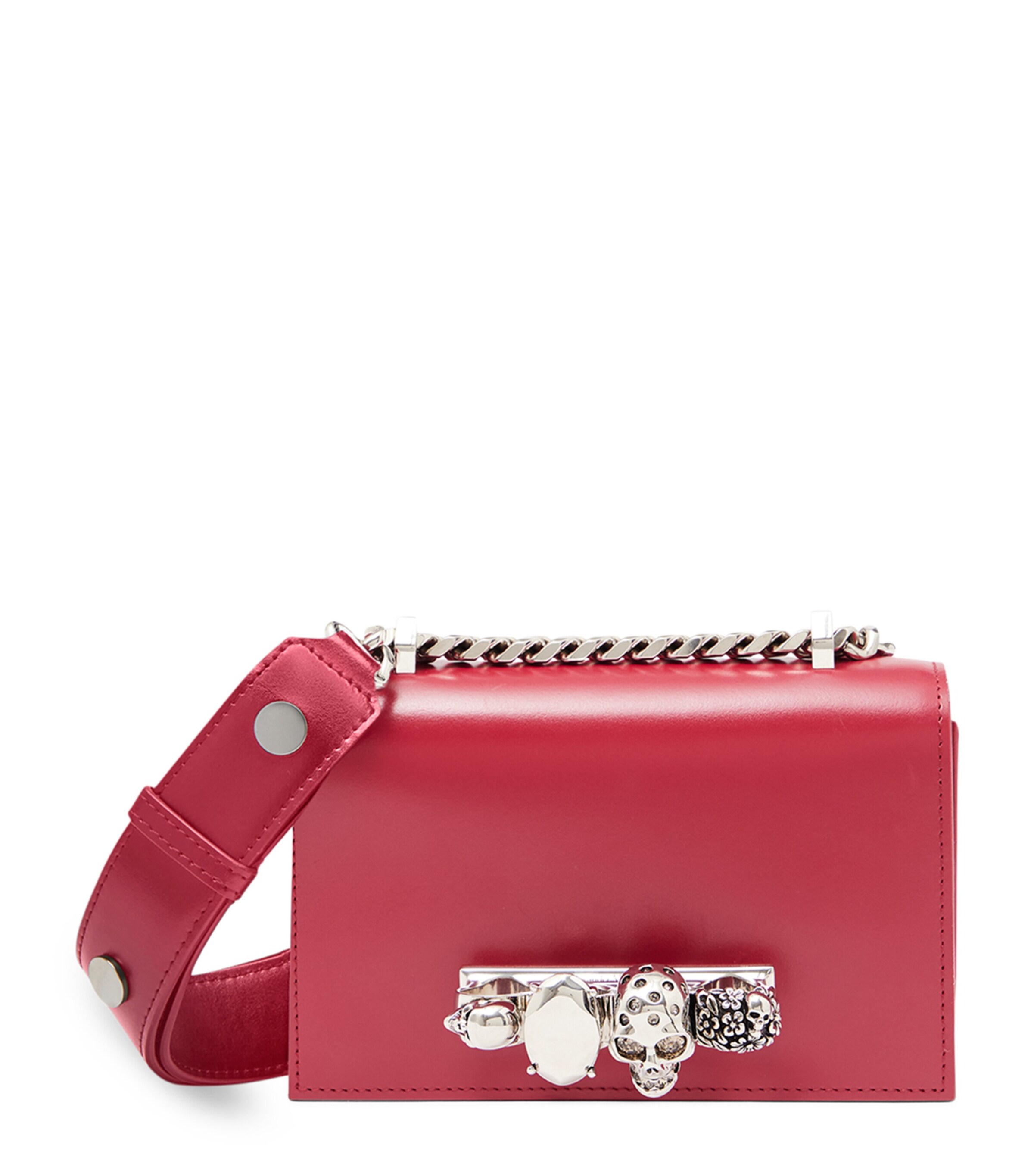 Alexander Mcqueen Jewelled Satchel Mini Shoulder Bag In Red