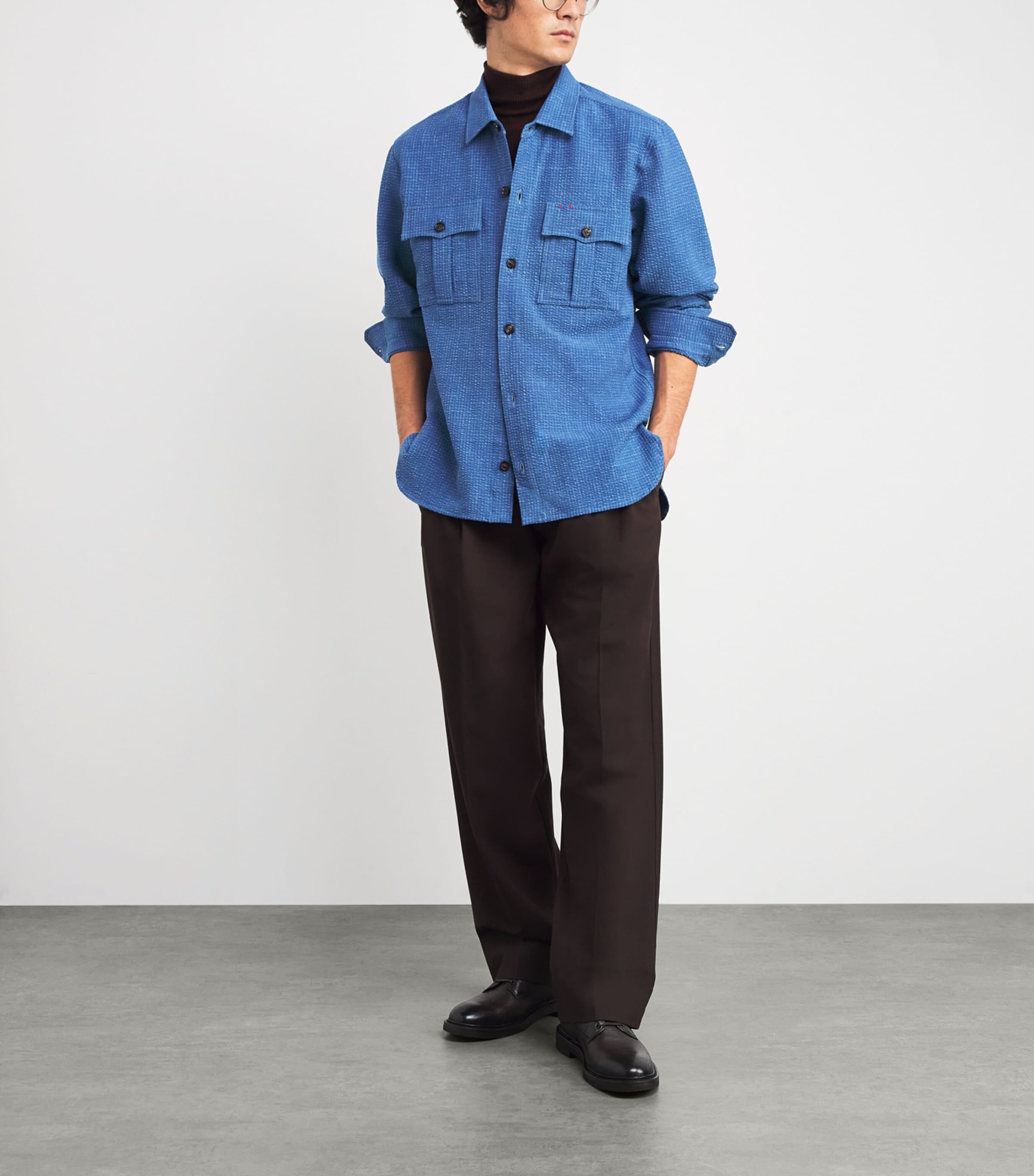 Wool-Silk-Linen Seersucker Overshirt 820 Image 2