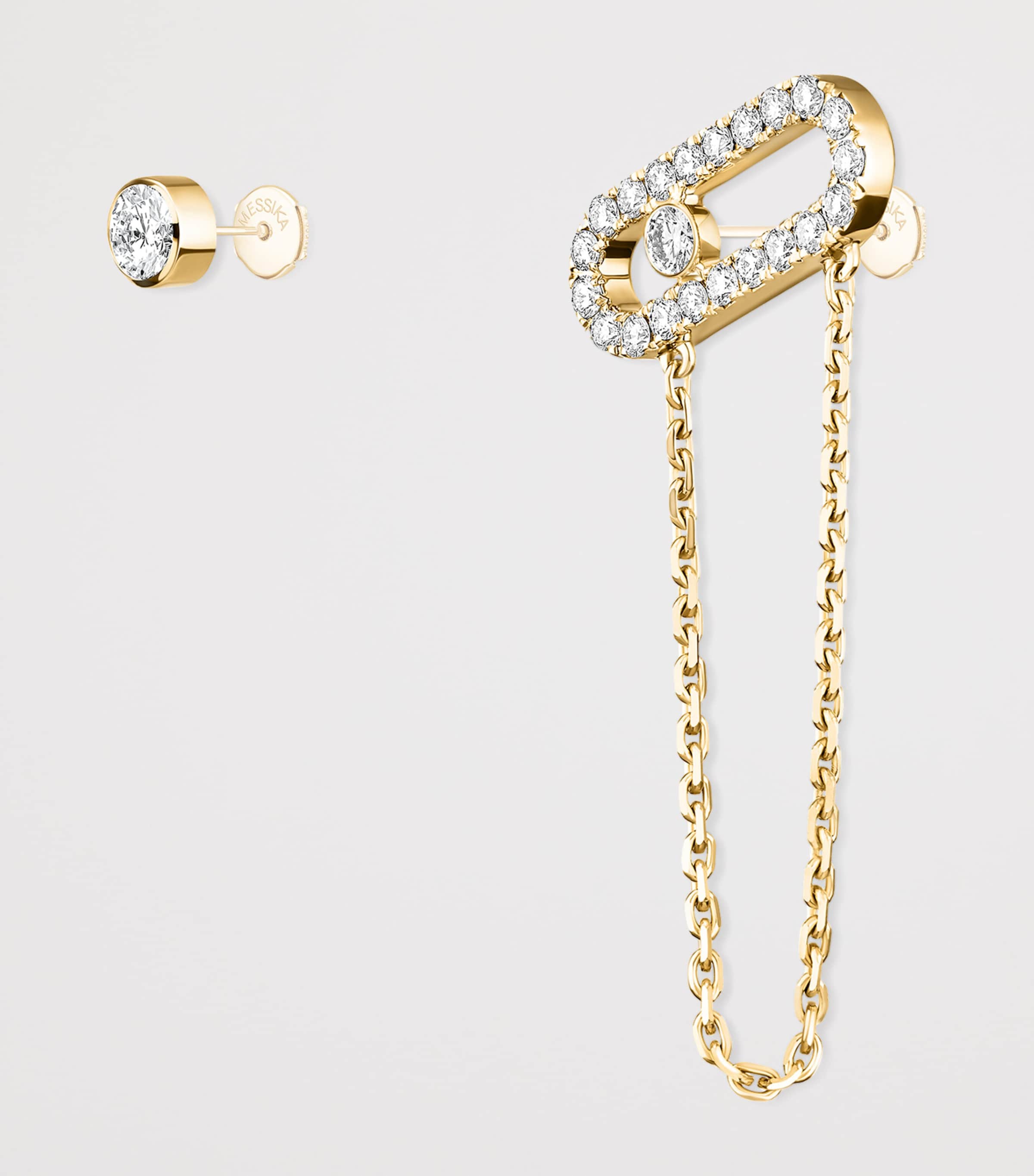 Messika Move Uno Yellow Gold and Diamond Asymmetric Earrings (0.30ct) Yellow Gold Image 3