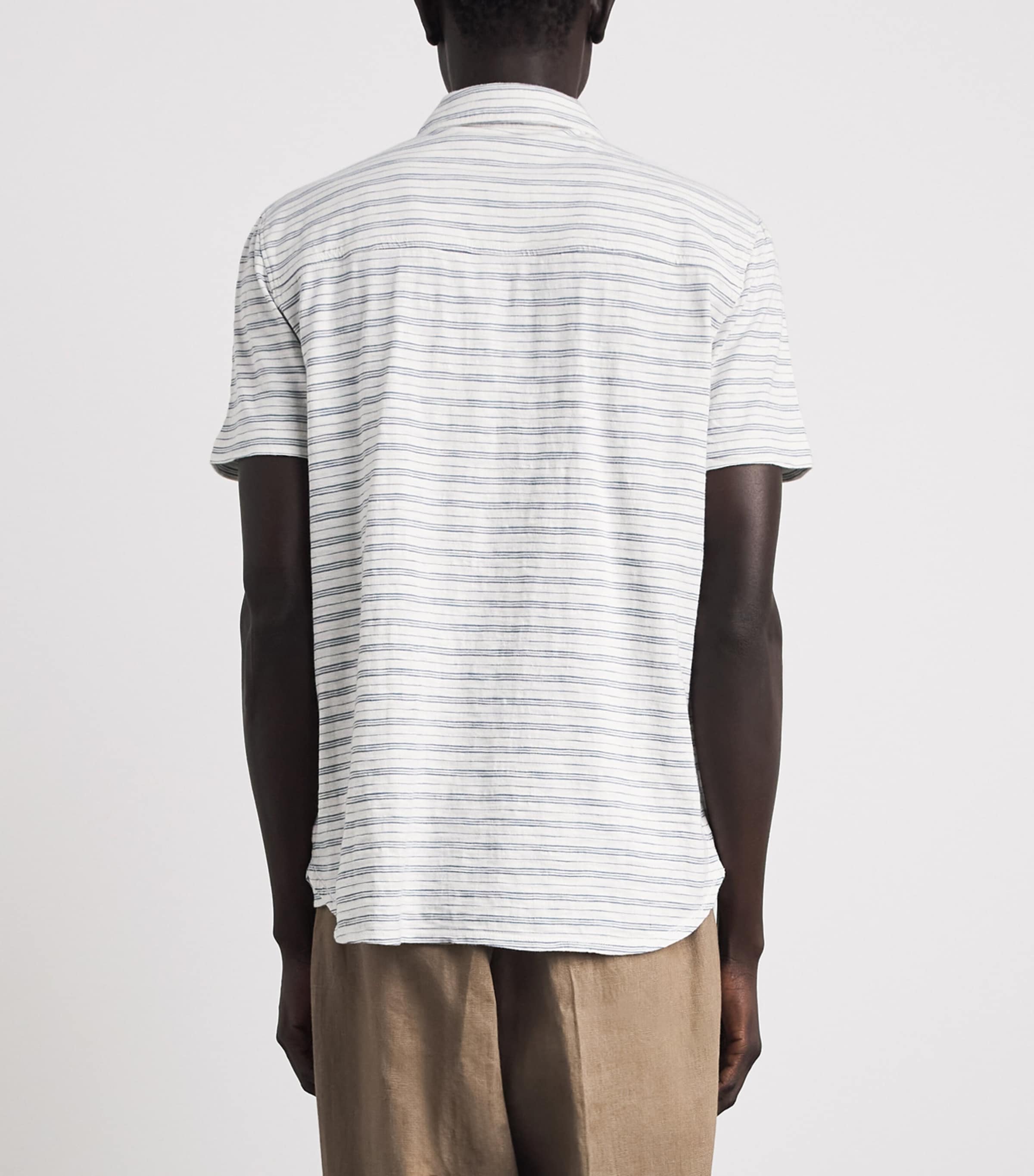PAIGE Mens Cotton Stripe Carillo Polo Shirt Blue Citrine Image 5
