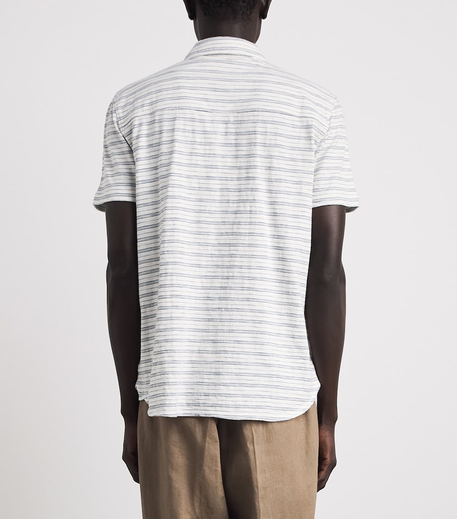PAIGE Mens Cotton Stripe Carillo Polo Shirt Blue Citrine Image 5