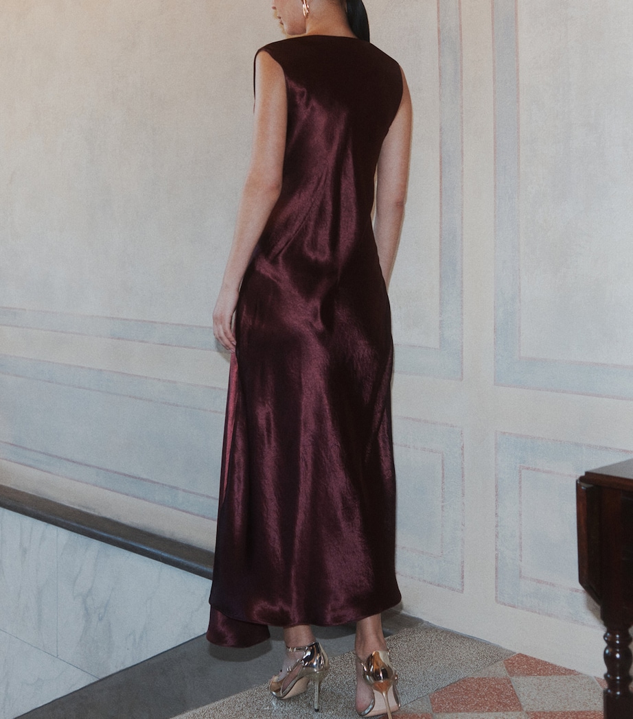 Marella Womens Satin Midi Dress Bordeaux Image 3