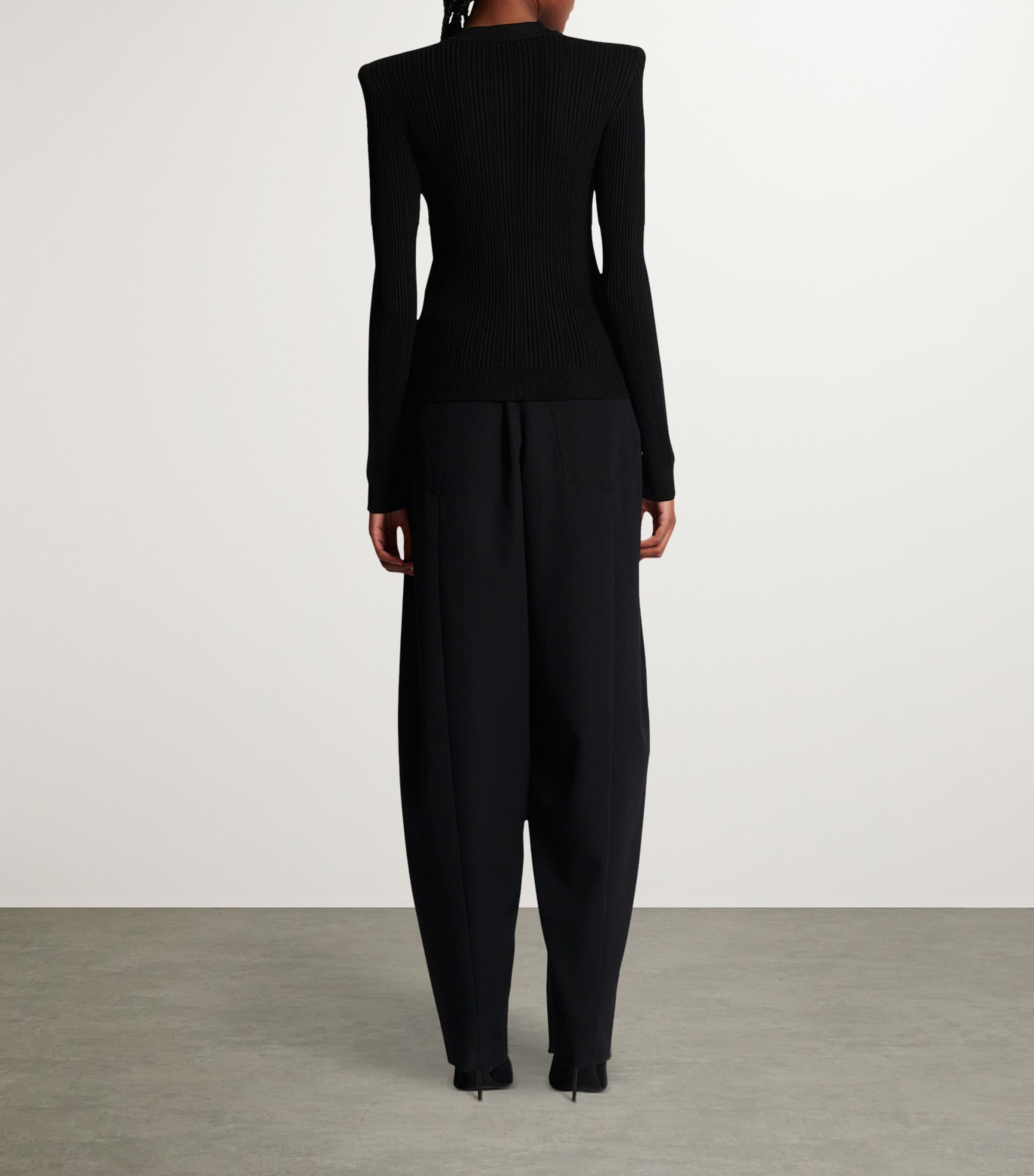 Wool-Blend Structured Cardigan 0PA NOIR Image 5