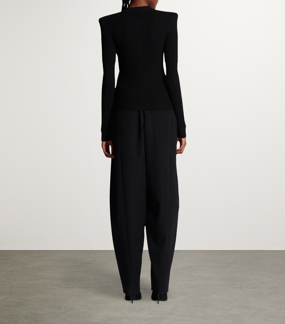 Wool-Blend Structured Cardigan 0PA NOIR Image 5