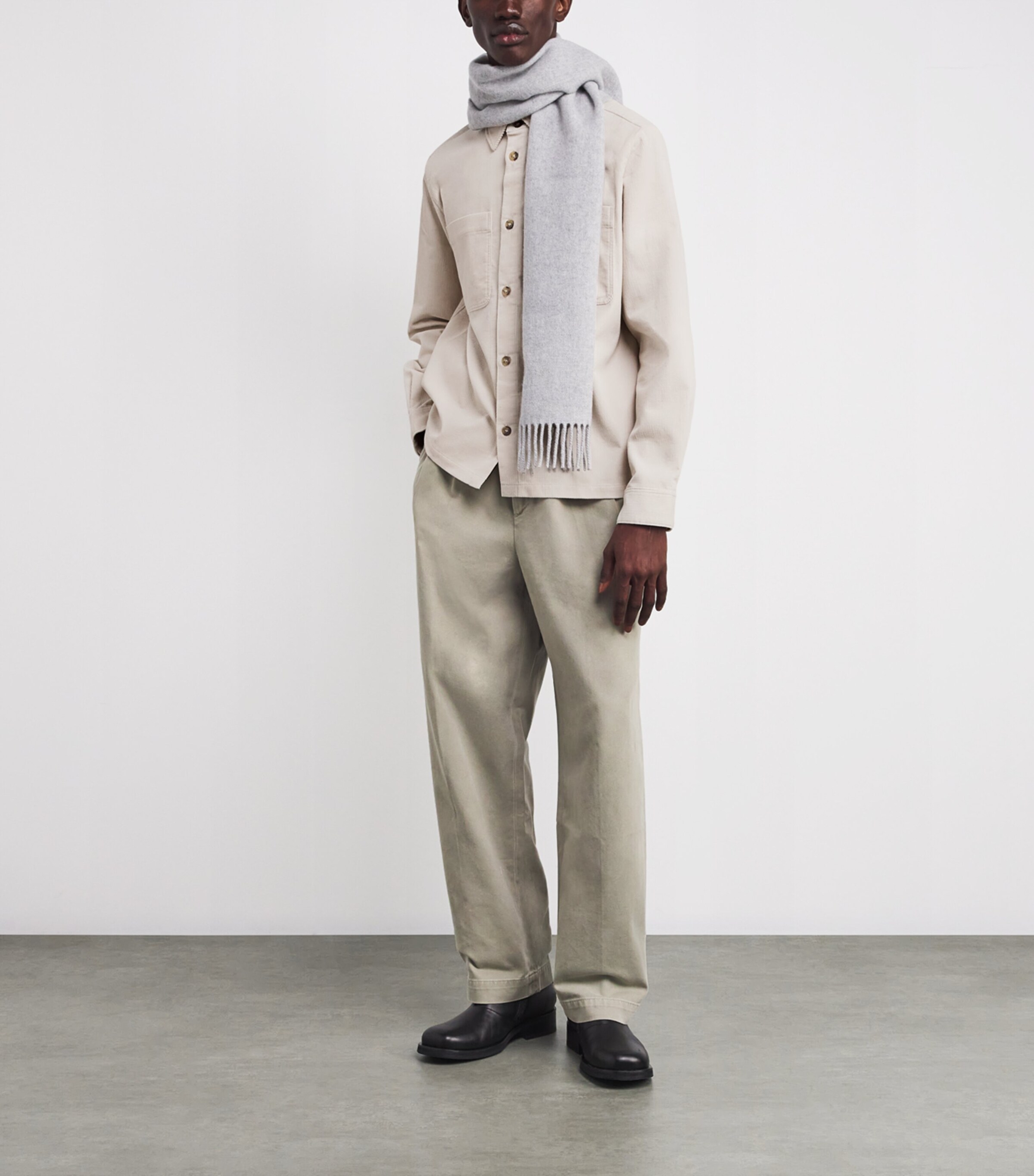 A.P.C. Mens Cotton Corduroy Leon Overshirt Aae Mastic Image 2