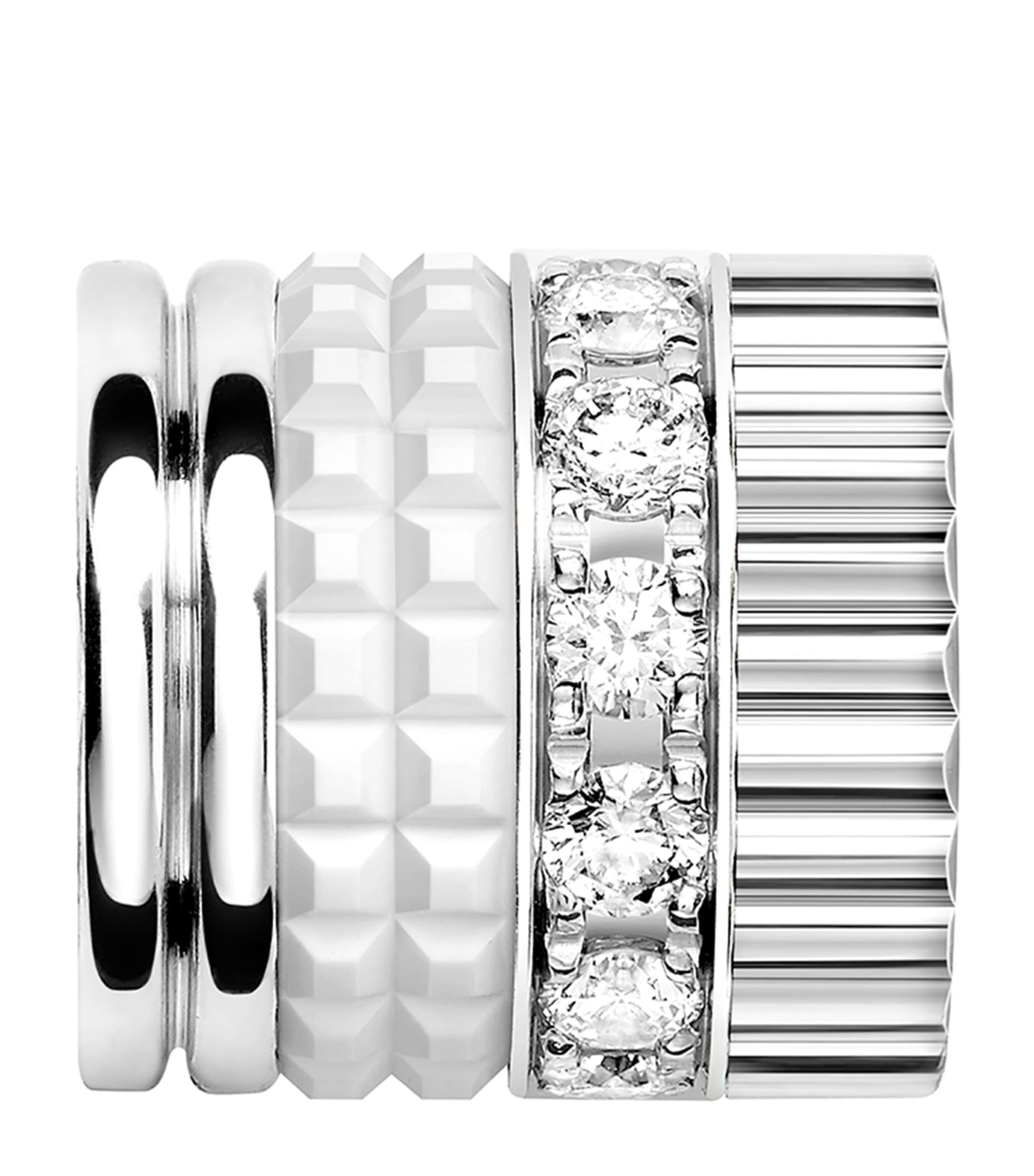 White Gold and Diamond Quatre Double White Edition Tie Necklace WHITE GOLD Image 2