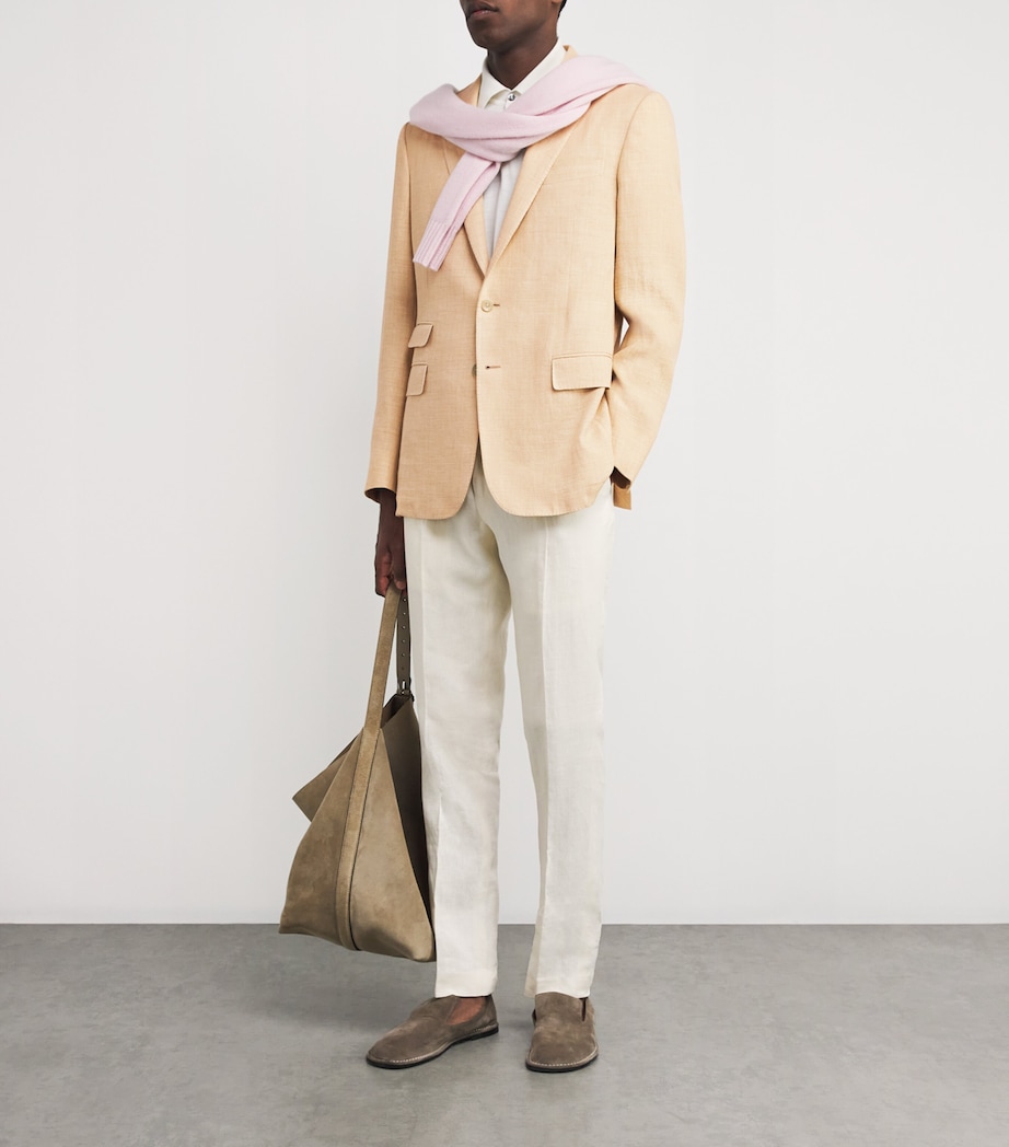 Ralph Lauren Purple Label Mens Linen-Silk Kent Blazer Tan Multi Image 2