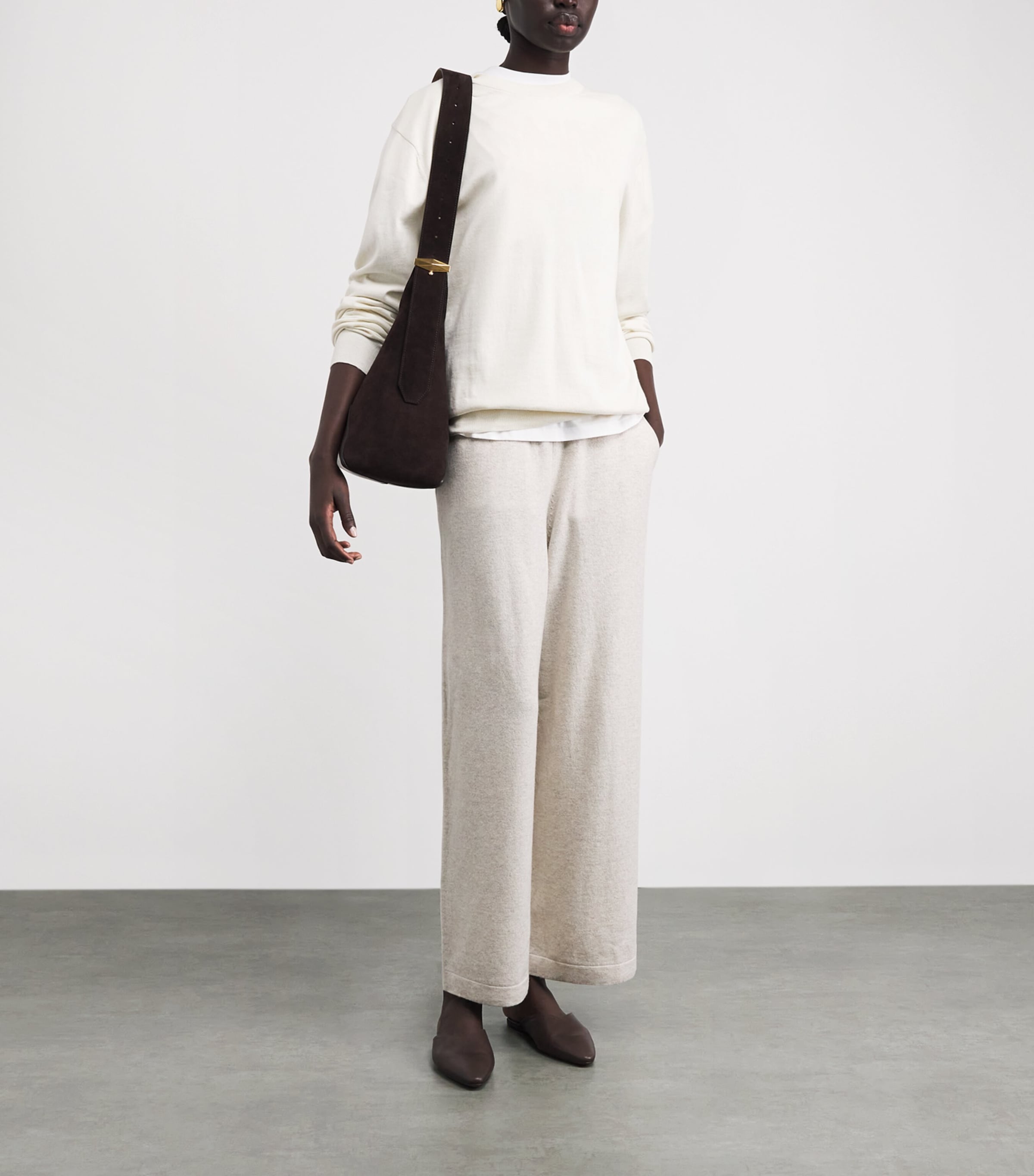 Johnstons Of Elgin Womens Cashmere-Blend Coll Trousers Lunan Sand Image 2