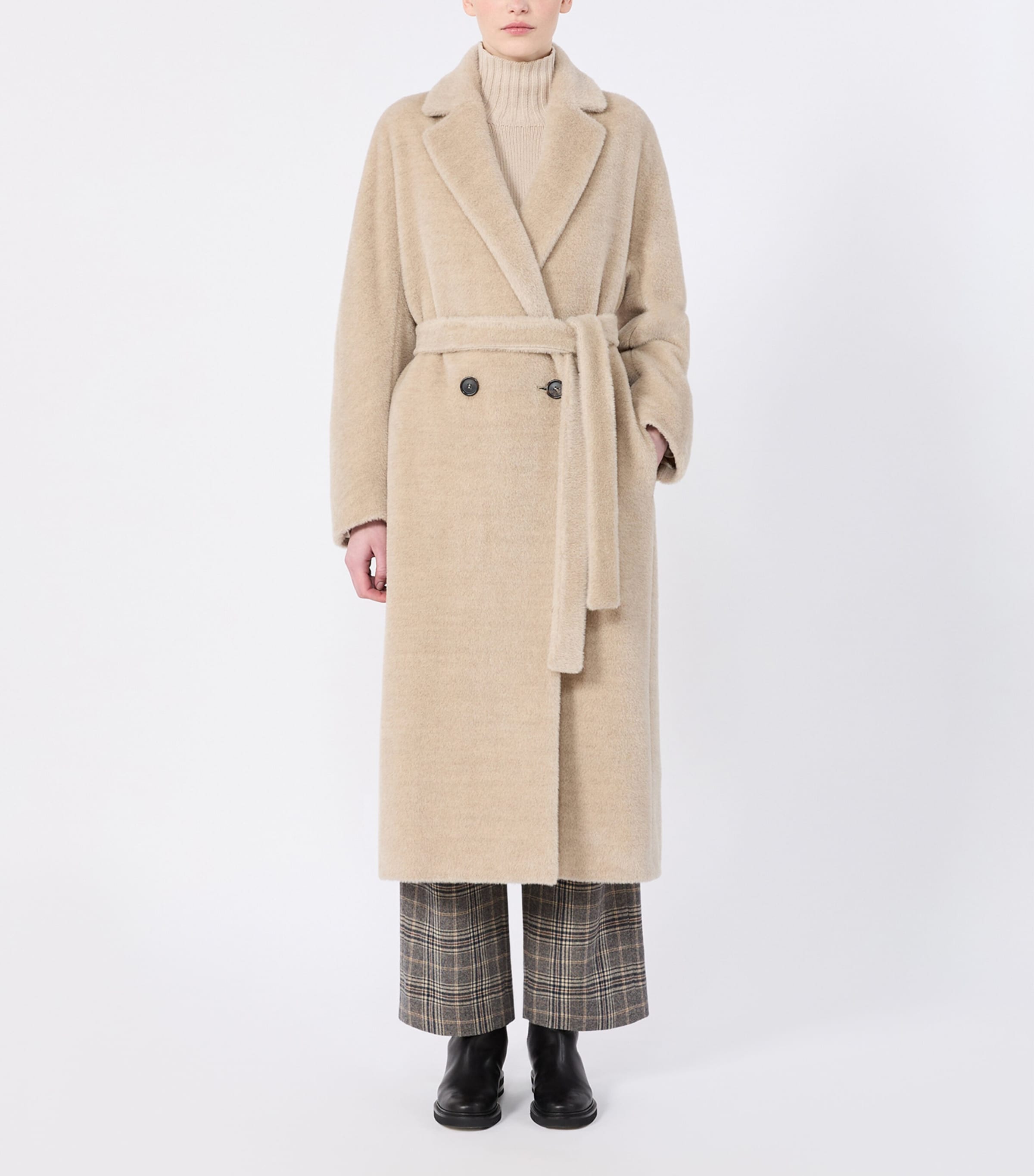 Max Mara Womens Alpaca-Wool Coat Albino Image 3