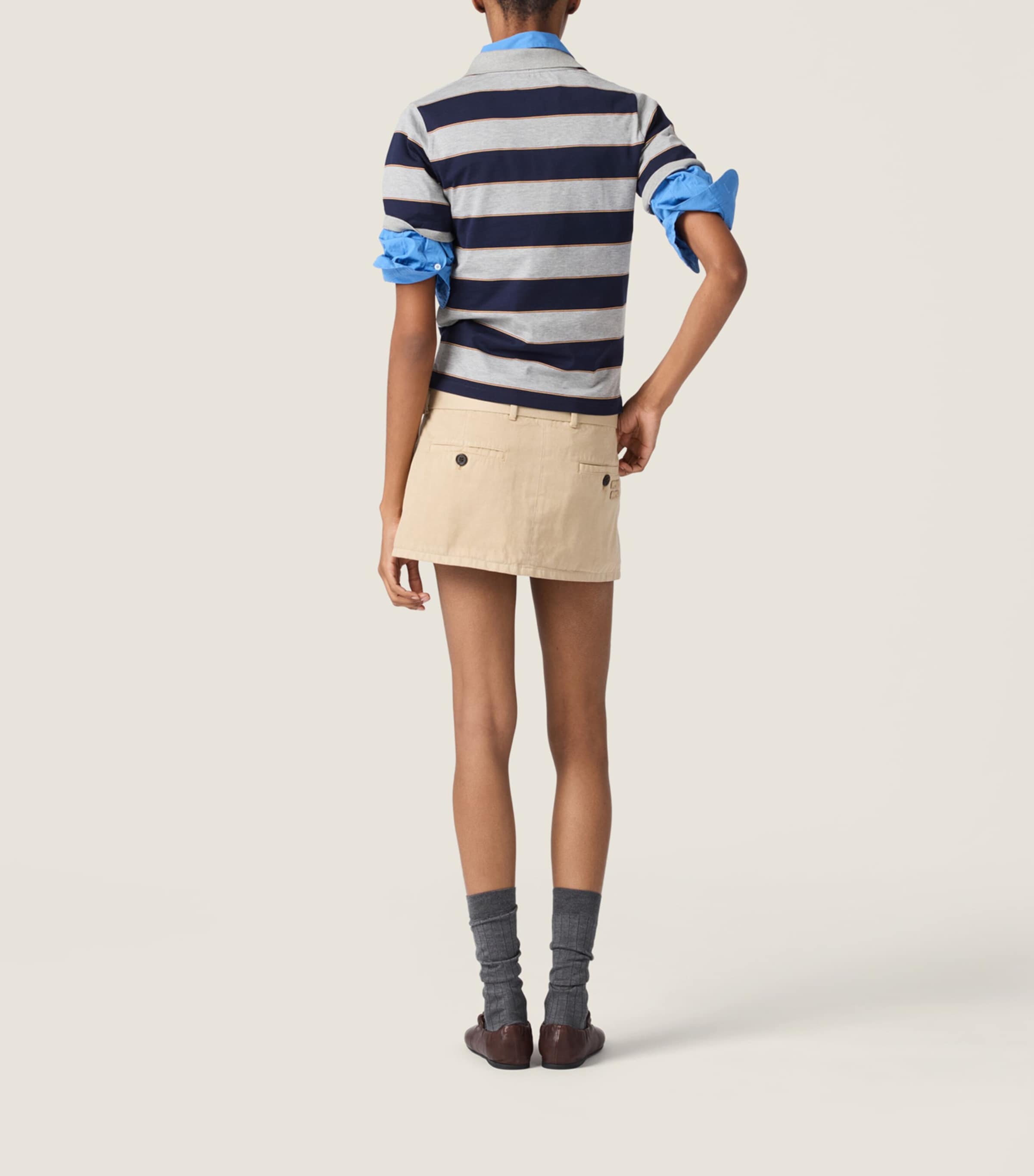 Miu Miu Womens Cotton Belted Mini Skirt Image 3