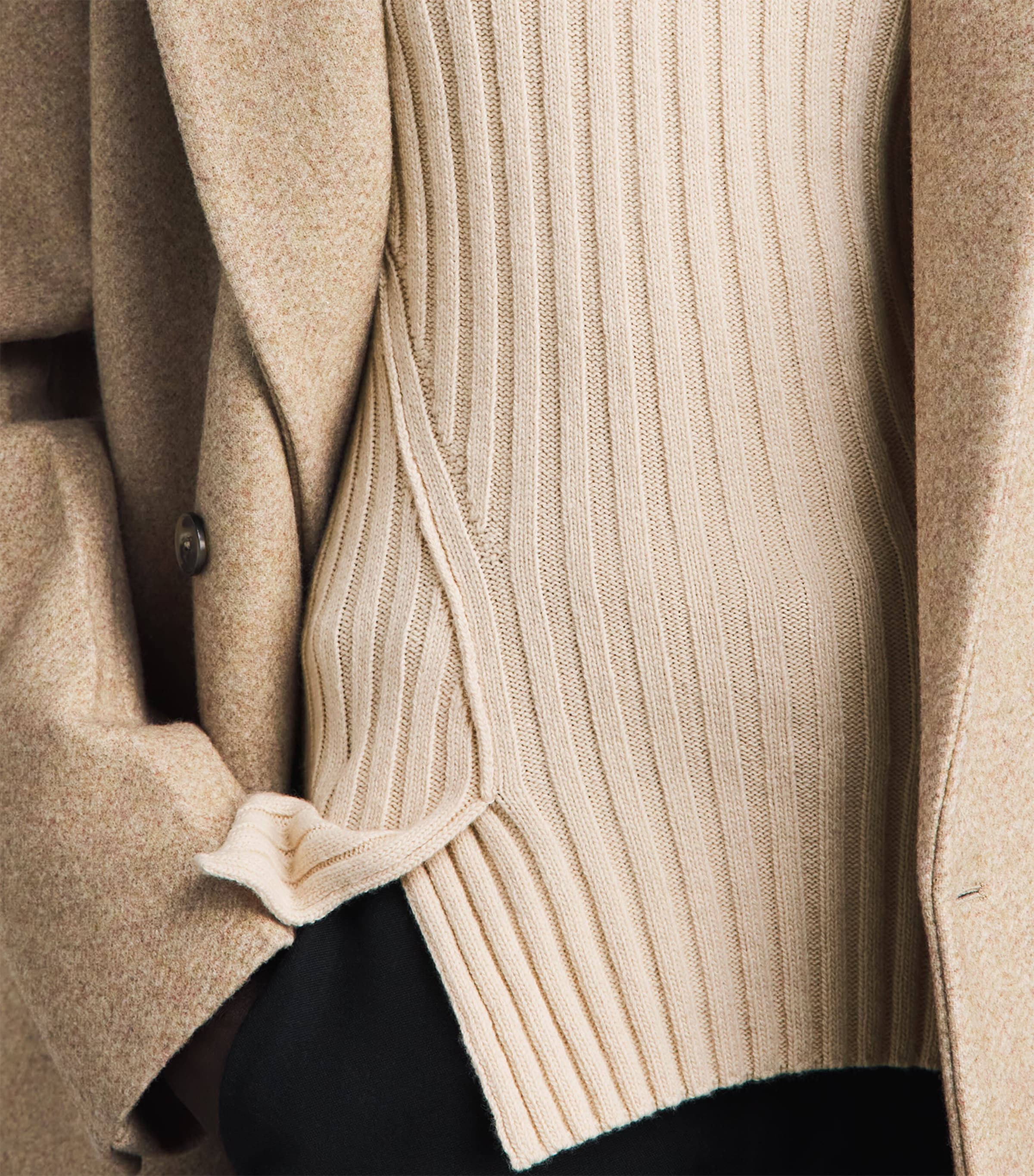 Victoria Beckham Womens Wool-Cashmere Ribbed Sweater Elderflower Image 3