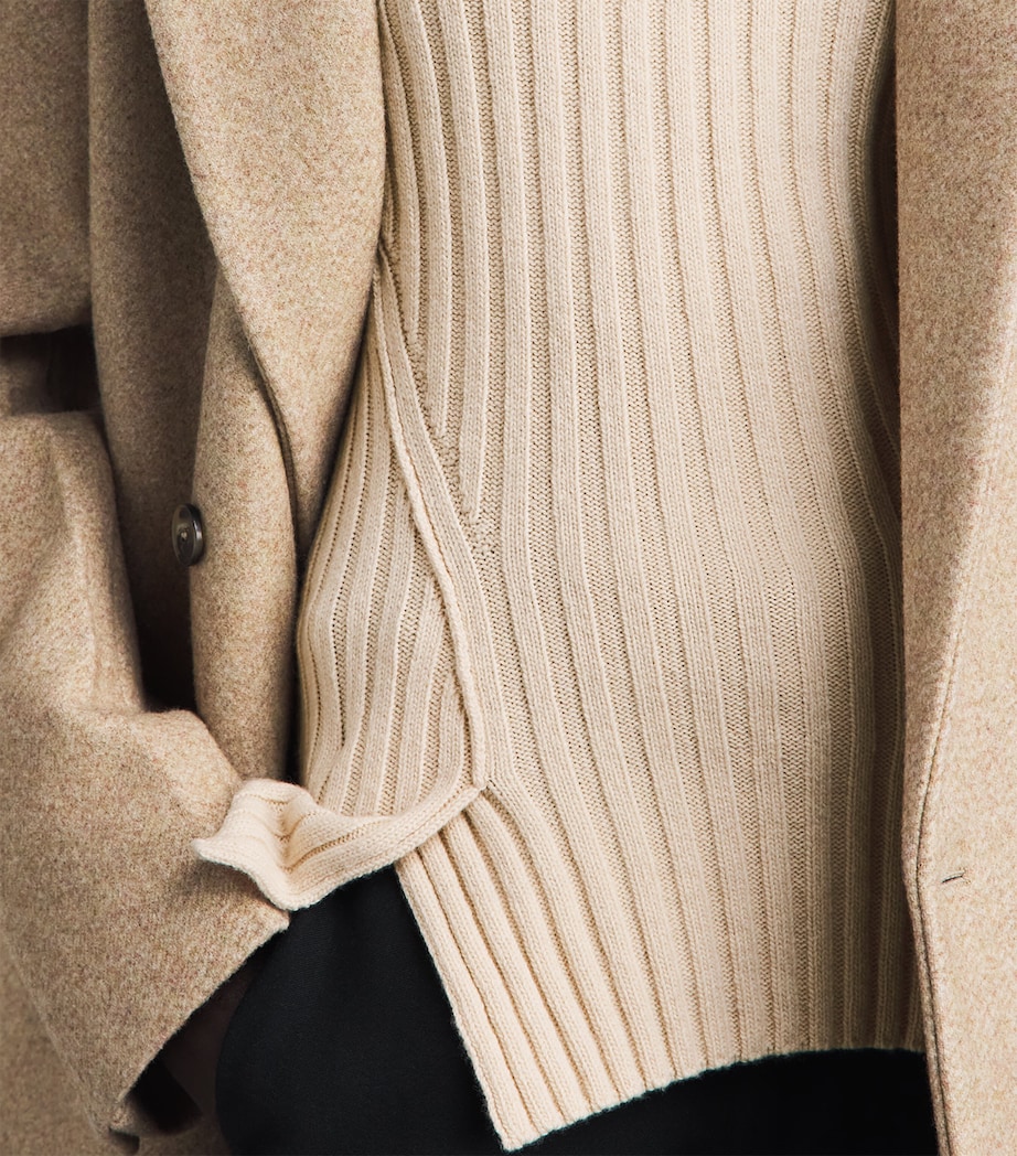 Victoria Beckham Womens Wool-Cashmere Ribbed Sweater Elderflower Image 3