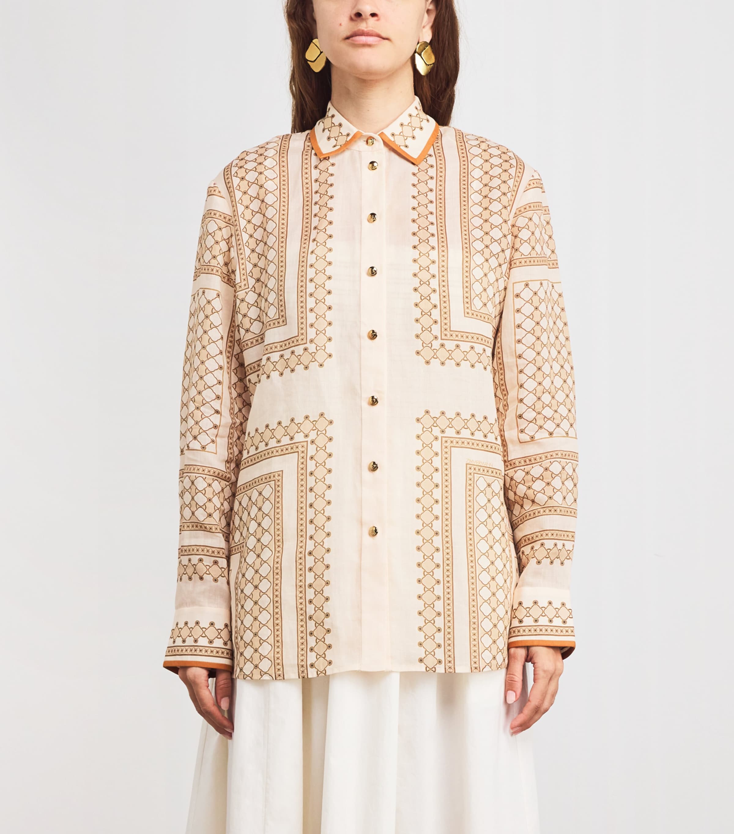 Ramie Printed Shirt CGPT/CREAM GEO PRINT Image 3