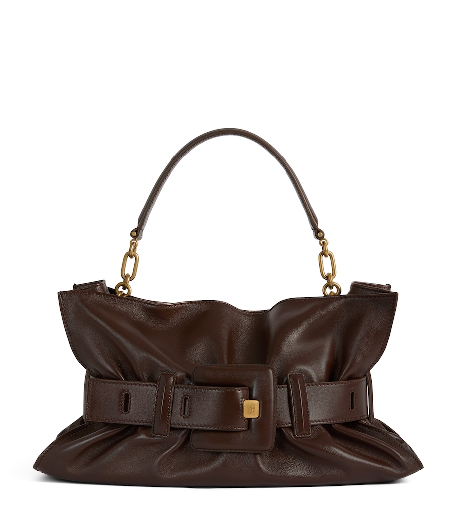 Balmain Medium Leather Anthem Shoulder Bag Marron Fonce Image 1