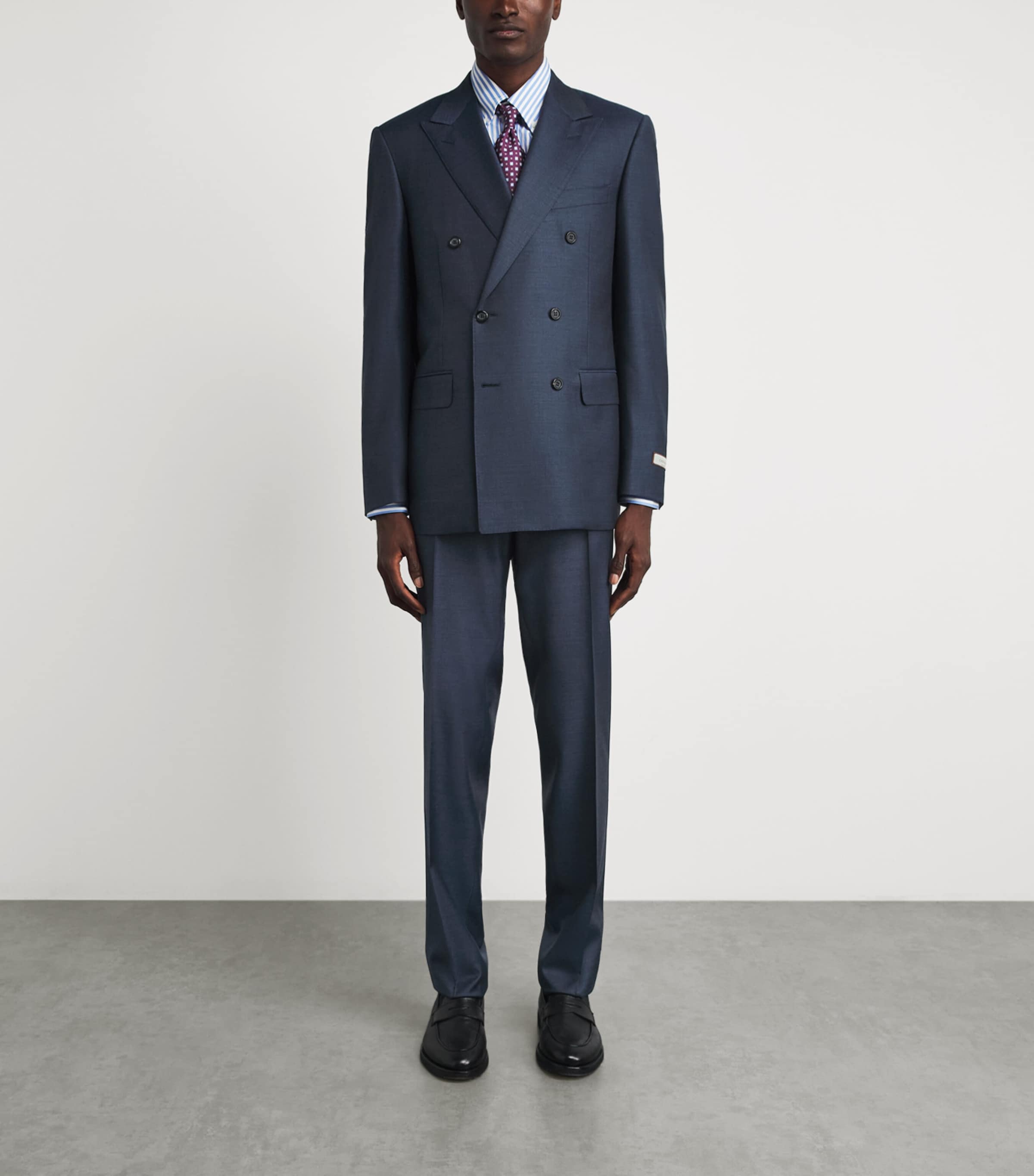 Canali Mens Wool Double-Breasted 2-Piece Suit Navy Image 4