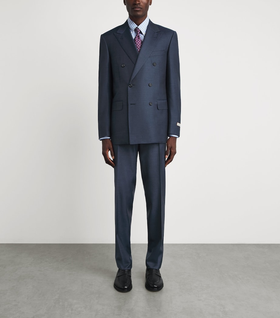 Canali Mens Wool Double-Breasted 2-Piece Suit Navy Image 4