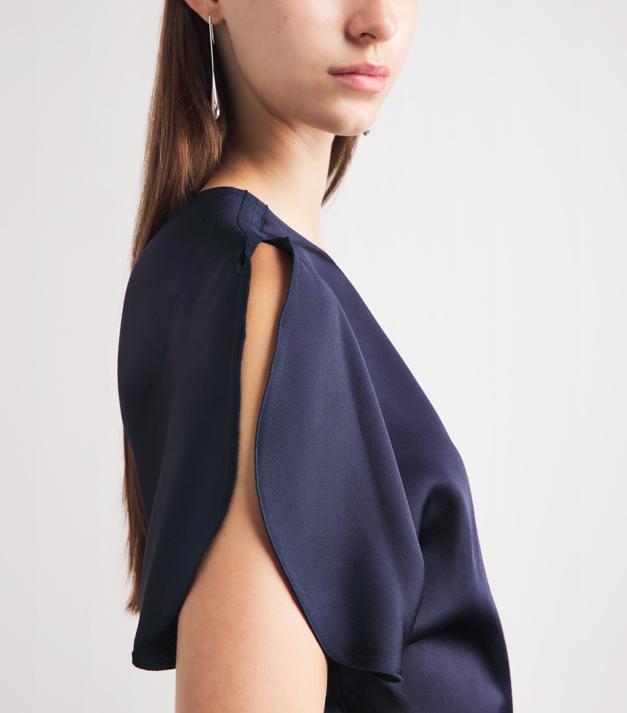 Victoria Beckham Womens Satin Bela Midi Dress Midnight Image 5